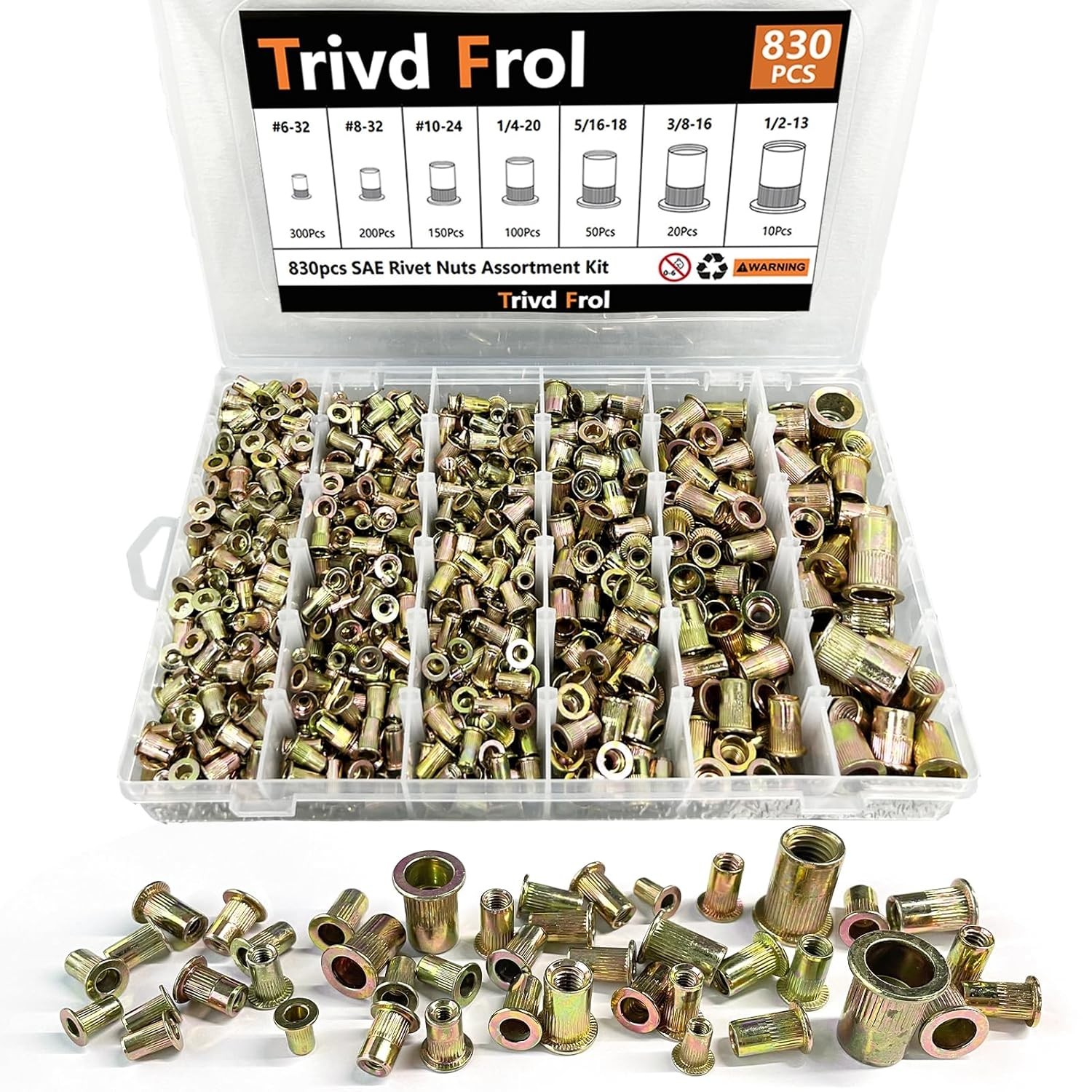 Rivet Nut Tool Kit, 830Pcs Sae Rivet Nut Assortment Kit Rivet Nut Tool Kit, 830Pcs Sae Rivet Nut Assortment Kit
