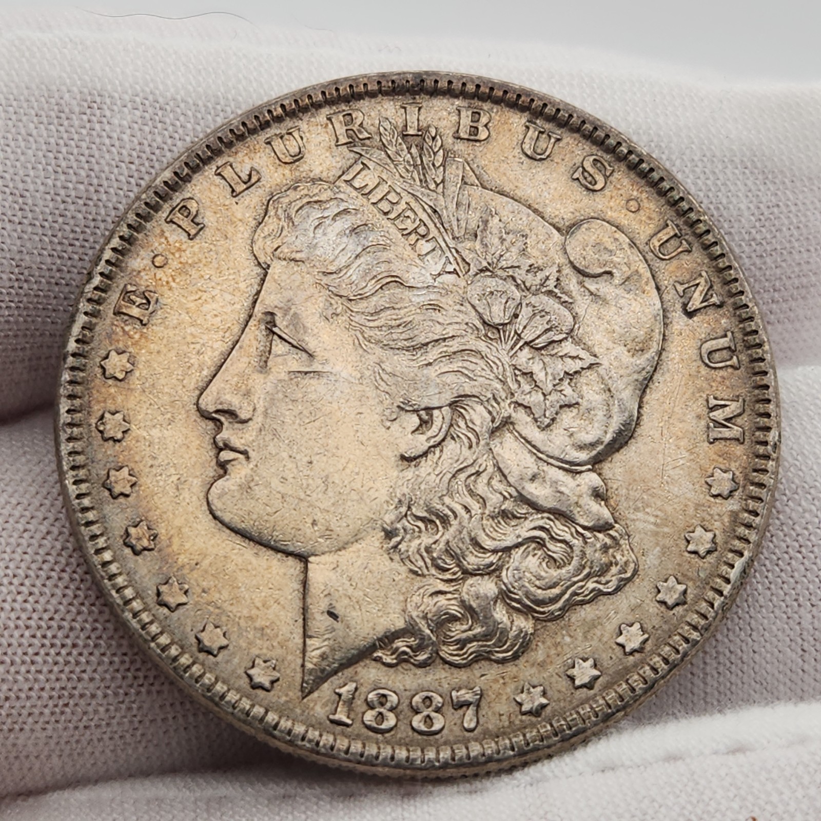 1887 P Morgan Silver Dollar $1 AU Almost Unc Philadelphia Mint US Coin Mrg87ceX