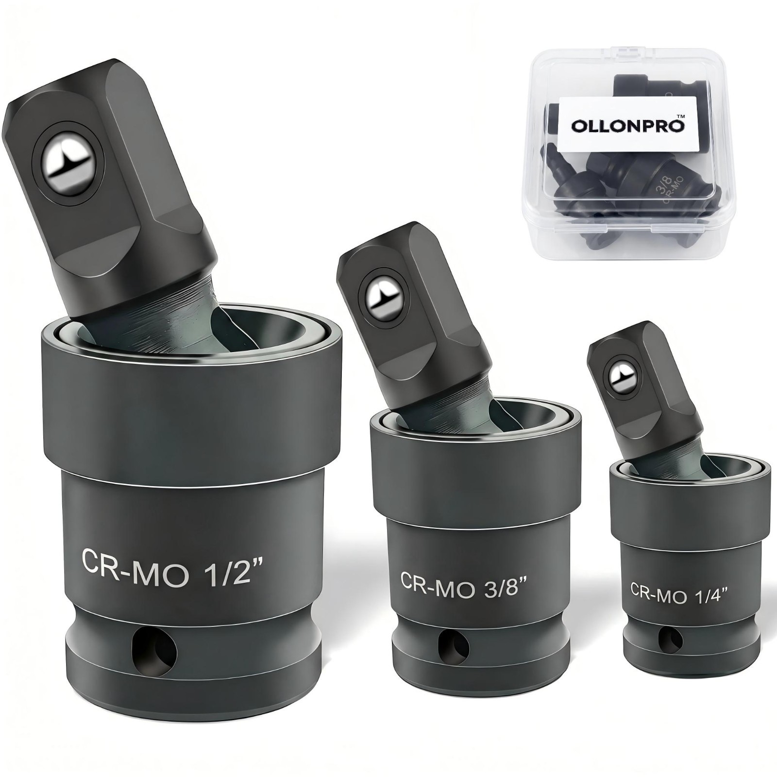 3 PC Pneumatic Impact Universal Joint Socket Set Swivel Ball 1/2 3 PC Pneumatic Impact Universal Joint Socket Set Swivel Ball 1/2