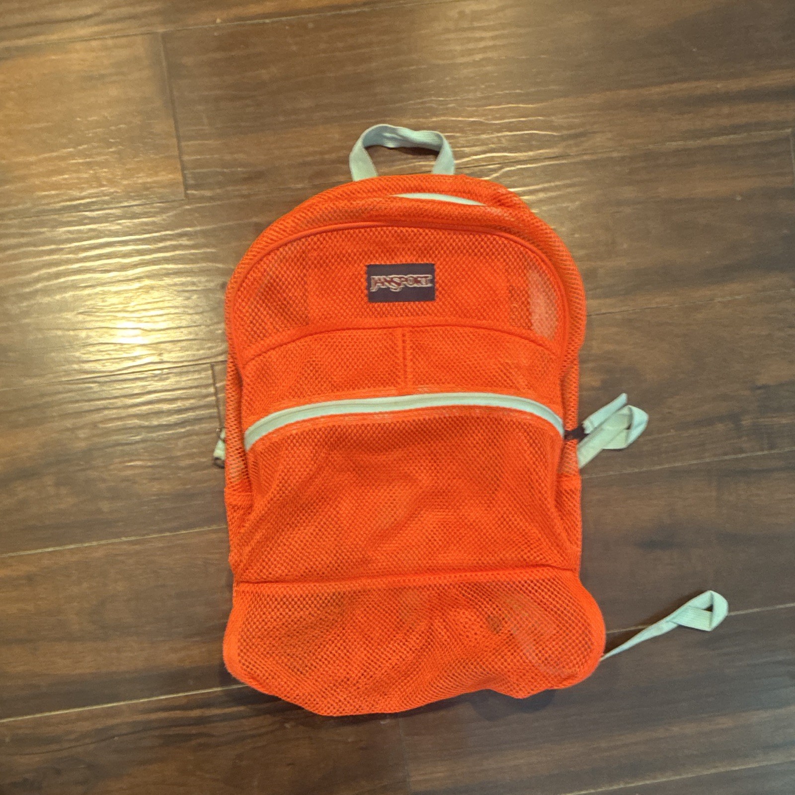 JanSport Orange/Gray Mesh Unisex Kids Backpack Zip Closure Adjustable Straps JanSport Orange/Gray Mesh Unisex Kids Backpack Zip Closure Adjustable Straps