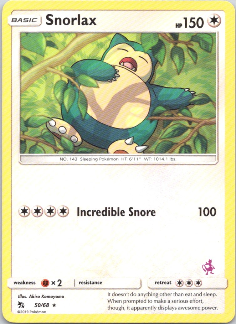 2019 Pokemon Hidden Fates Snorlax MEWTWO STAMP #50/68 2019 Pokemon Hidden Fates Snorlax MEWTWO STAMP #50/68