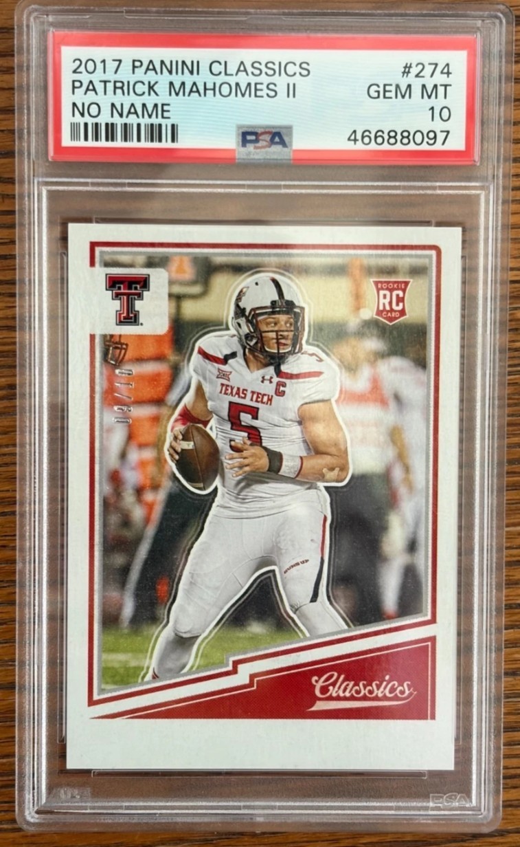 2017 Panini Patrick Mahomes /10 RC #274 Classics No Name On Front PSA 10 Gem 2017 Panini Patrick Mahomes /10 RC #274 Classics No Name On Front PSA 10 Gem
