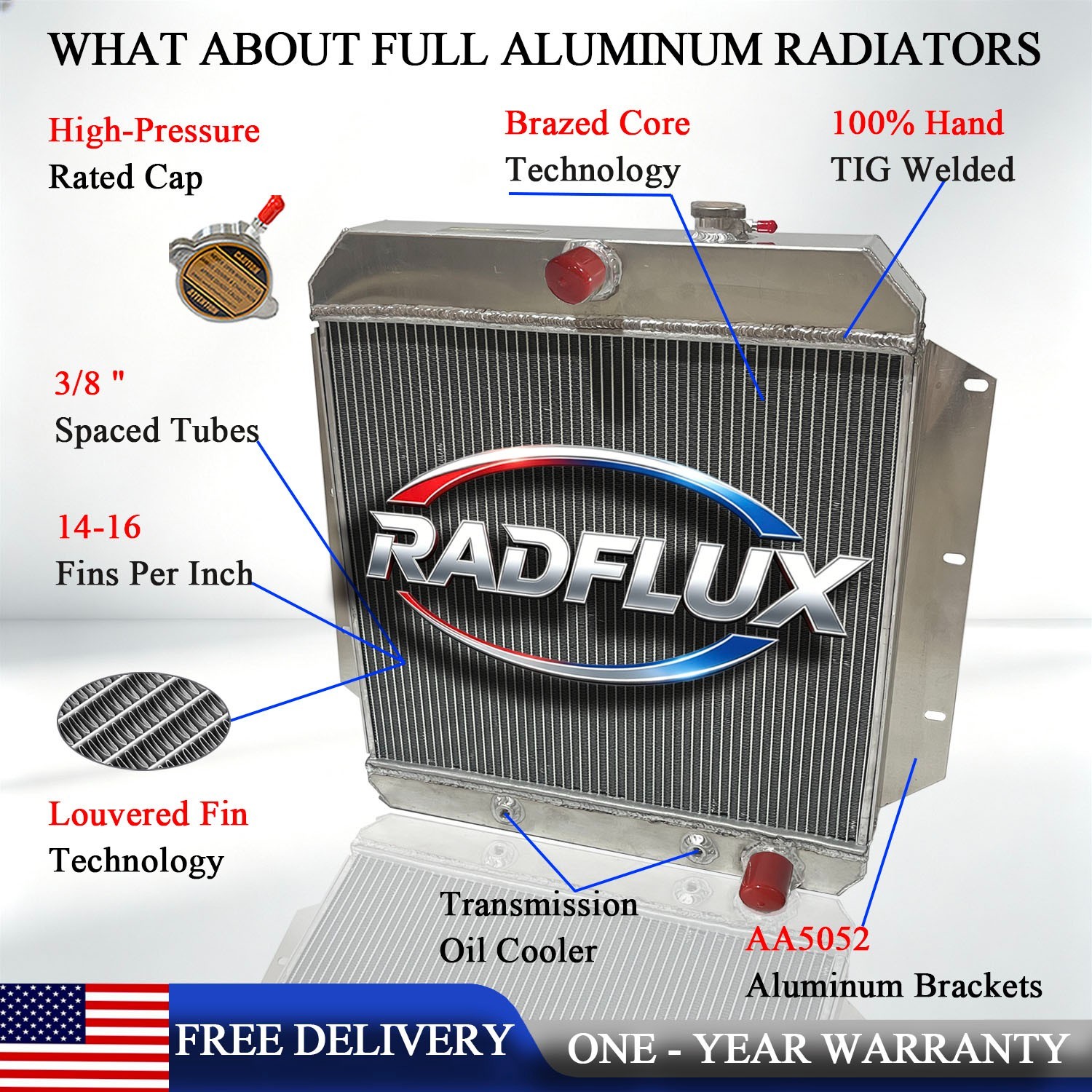 Radiator For Chevy Truck 3100 3200 3400 3500 3600 3800 1955-1959 58 3.8L 4.6L AT