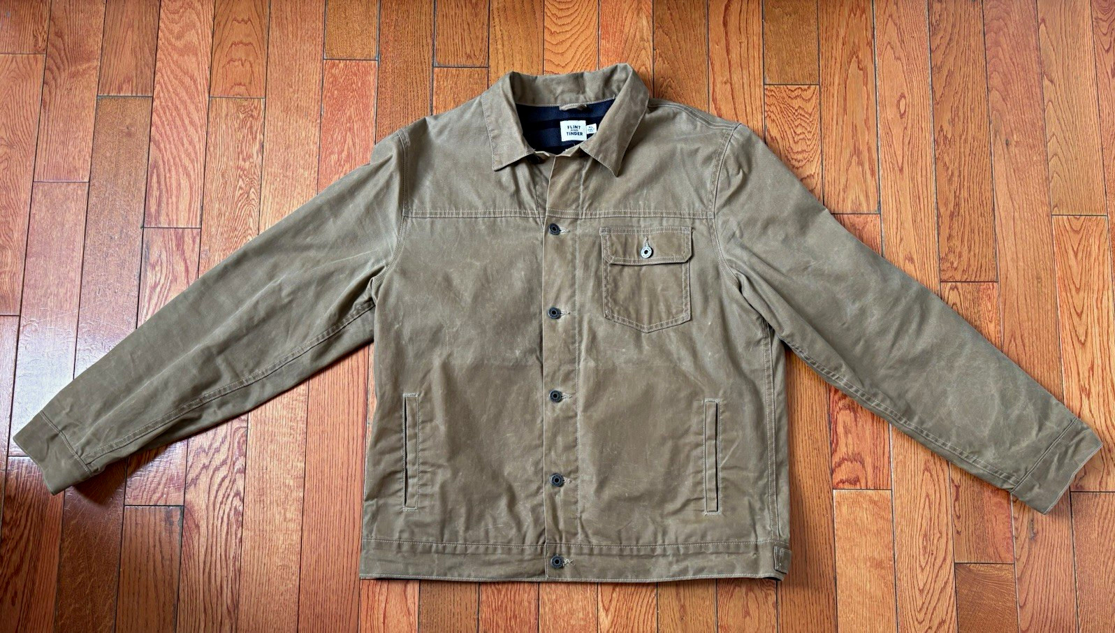 Flint and Tinder Flannel-Lined Waxed Trucker Jacket Field Tan XL Canvas Flint and Tinder Flannel-Lined Waxed Trucker Jacket Field Tan XL Canvas