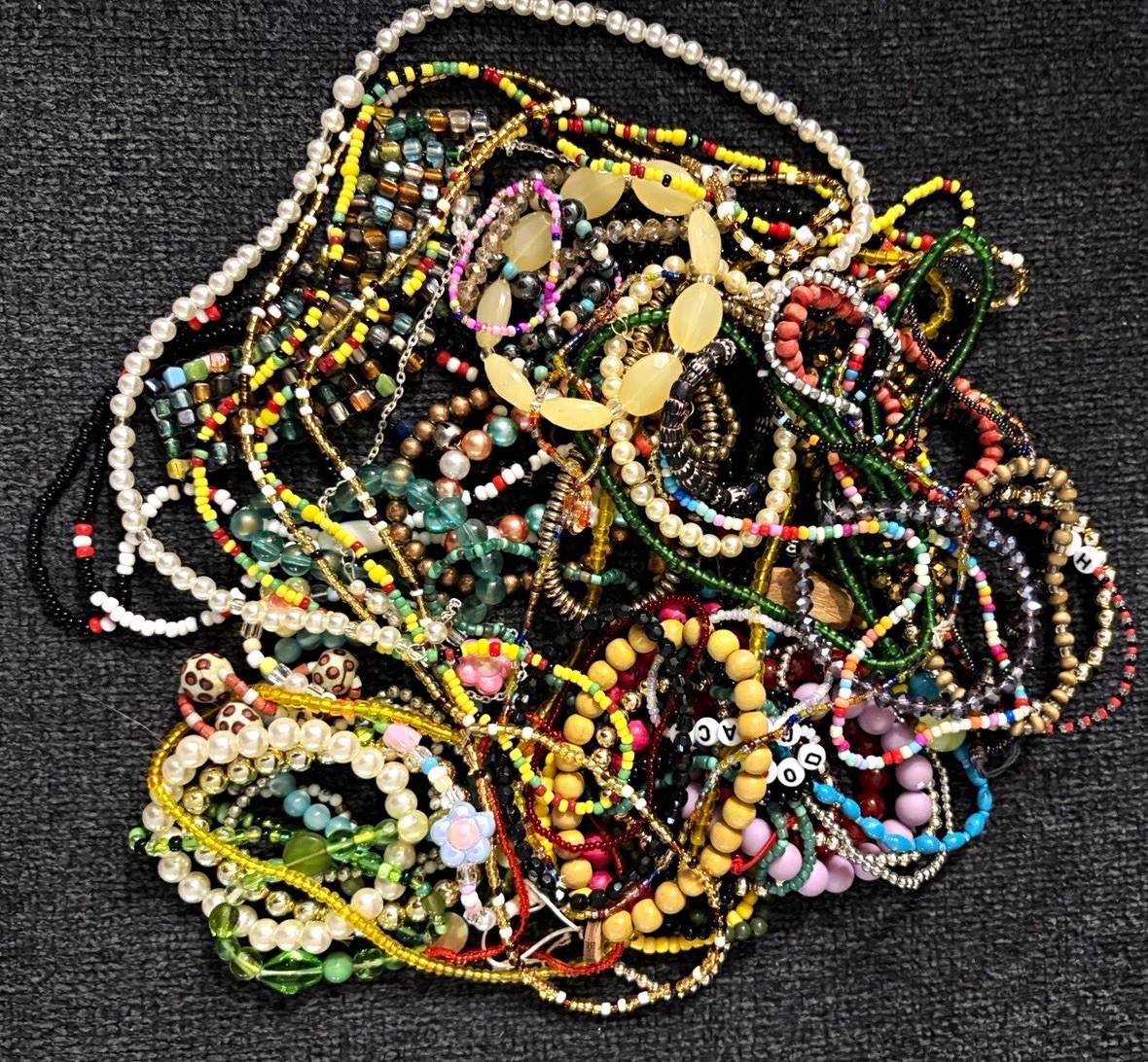 Mixed Lot Multicolor Beaded Jewelry Necklaces & Bracelets 50+ pcs