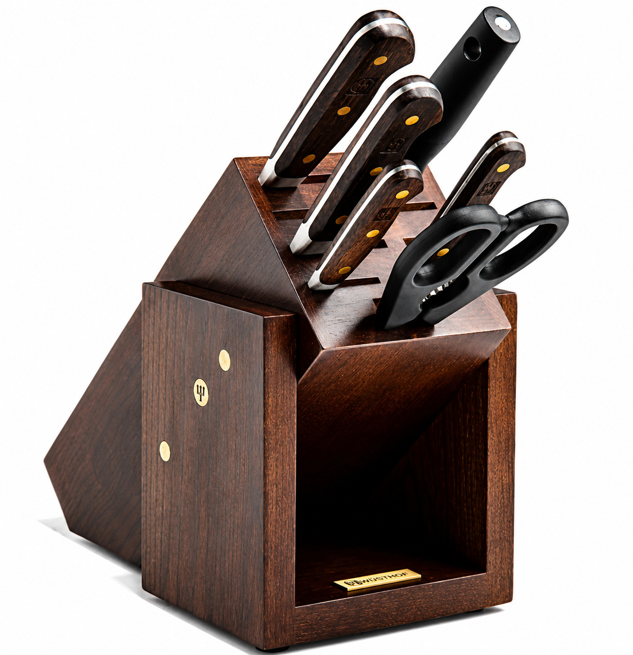 WUSTHOF Crafter 7-PC Forged German Steel Knife Block Set Smoked Oak Handles NEW