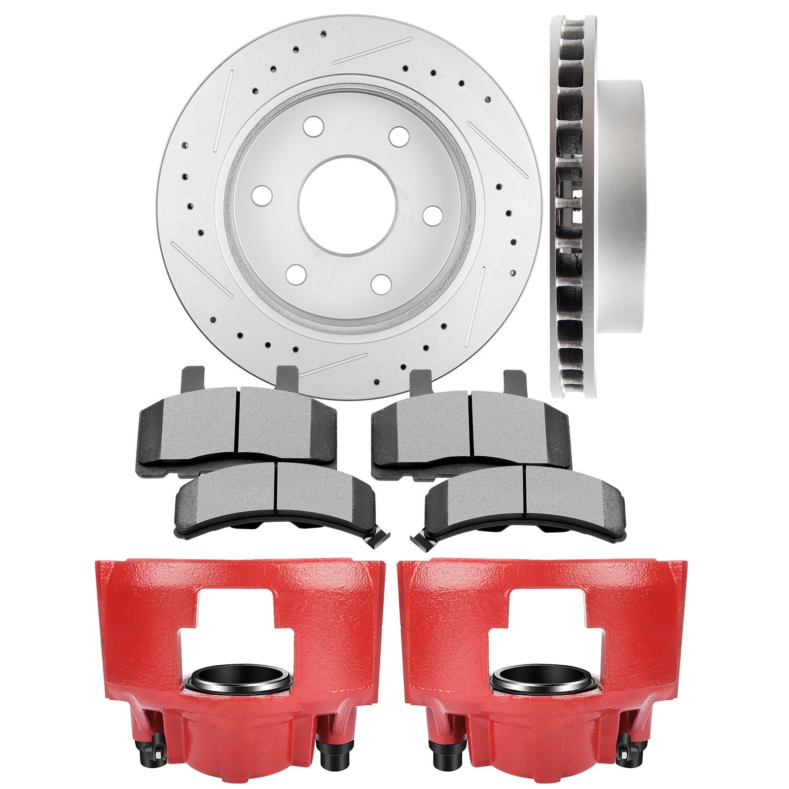 For 1992-2000 GMC YUKON Front Pair Brake Calipers Rotors and Ceramic Pads