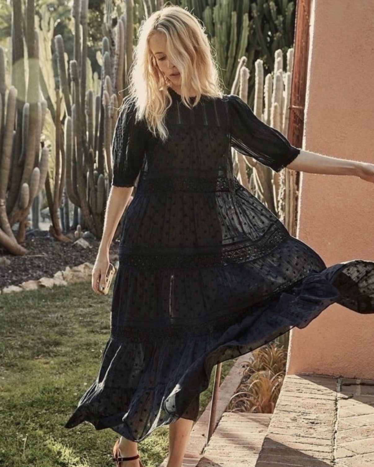 Doen Minetta Midi Dress NWOT Black Embroidered With Belt Size XS Doen Minetta Midi Dress NWOT Black Embroidered With Belt Size XS