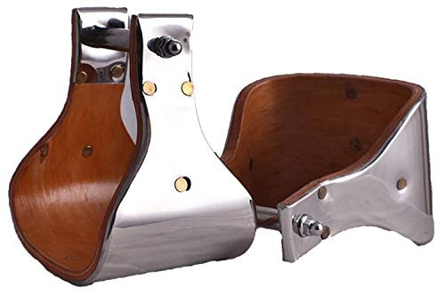Showman Polished Stainless Steel Covered Wood Stirrups w/ 5\ Showman Polished Stainless Steel Covered Wood Stirrups w/ 5\