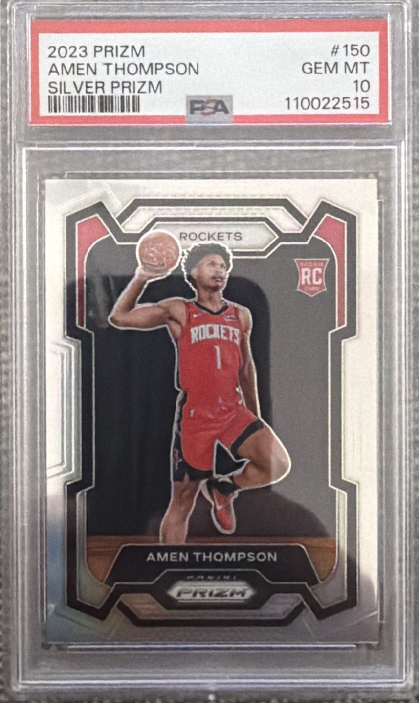 2023-24 Panini Prizm - Amen Thompson #150 Silver Prizm (RC). PSA 10. 2023-24 Panini Prizm - Amen Thompson #150 Silver Prizm (RC). PSA 10.