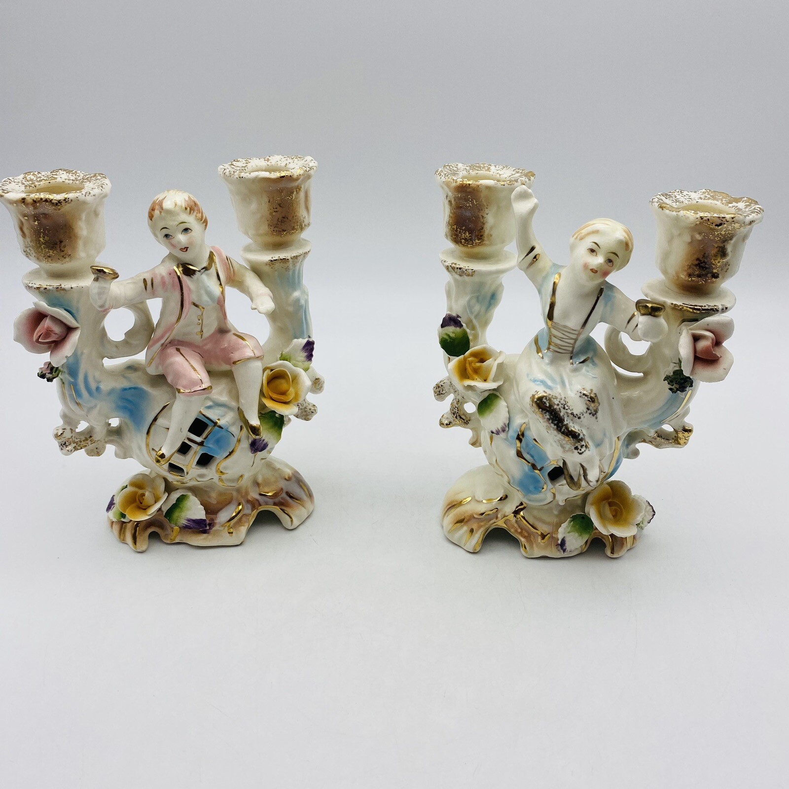 Vintage Ucagco Boy & Girl Candle Holders. 1950’s Japan Set Of 2 Vintage Ucagco Boy & Girl Candle Holders. 1950’s Japan Set Of 2