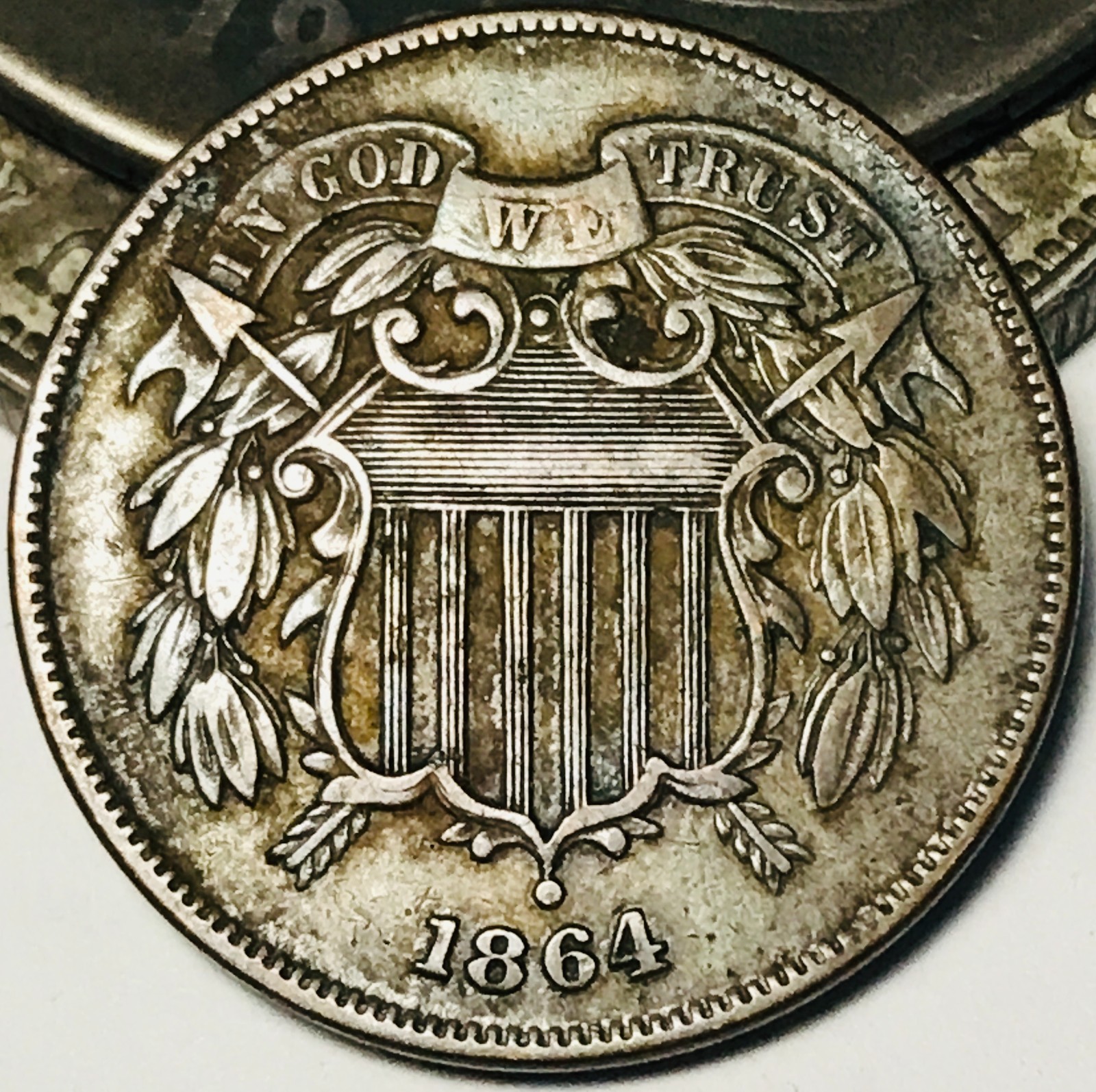 1864 Two Cent Piece 2C FULL MOTTO Ungraded Civil War Date US Copper Coin CC31346 1864 Two Cent Piece 2C FULL MOTTO Ungraded Civil War Date US Copper Coin CC31346
