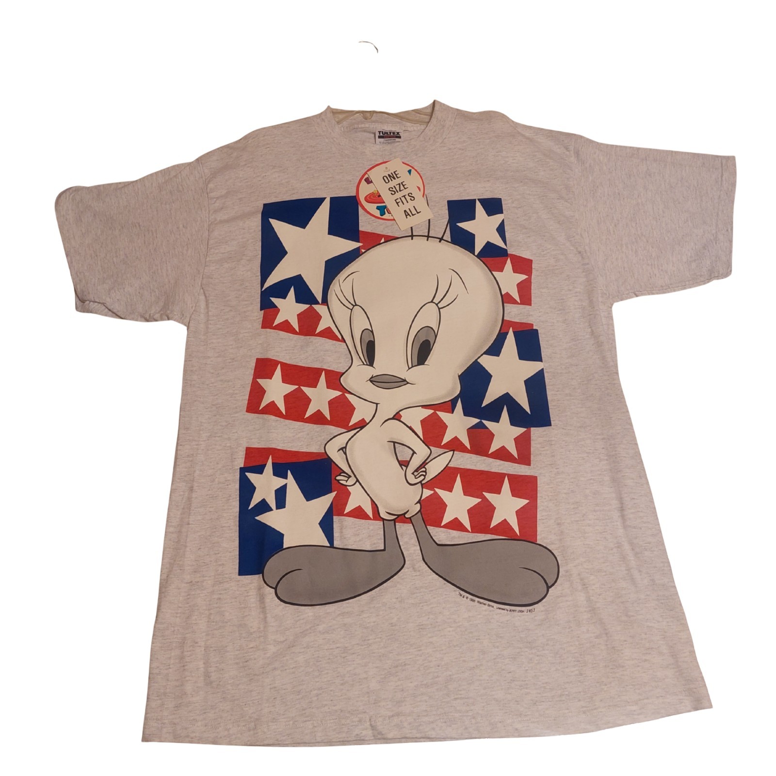 Vintage 1995 Warner Bros Loony Tunes Tweety Bird XL Cotton Gray T-Shirt NWT Vintage 1995 Warner Bros Loony Tunes Tweety Bird XL Cotton Gray T-Shirt NWT