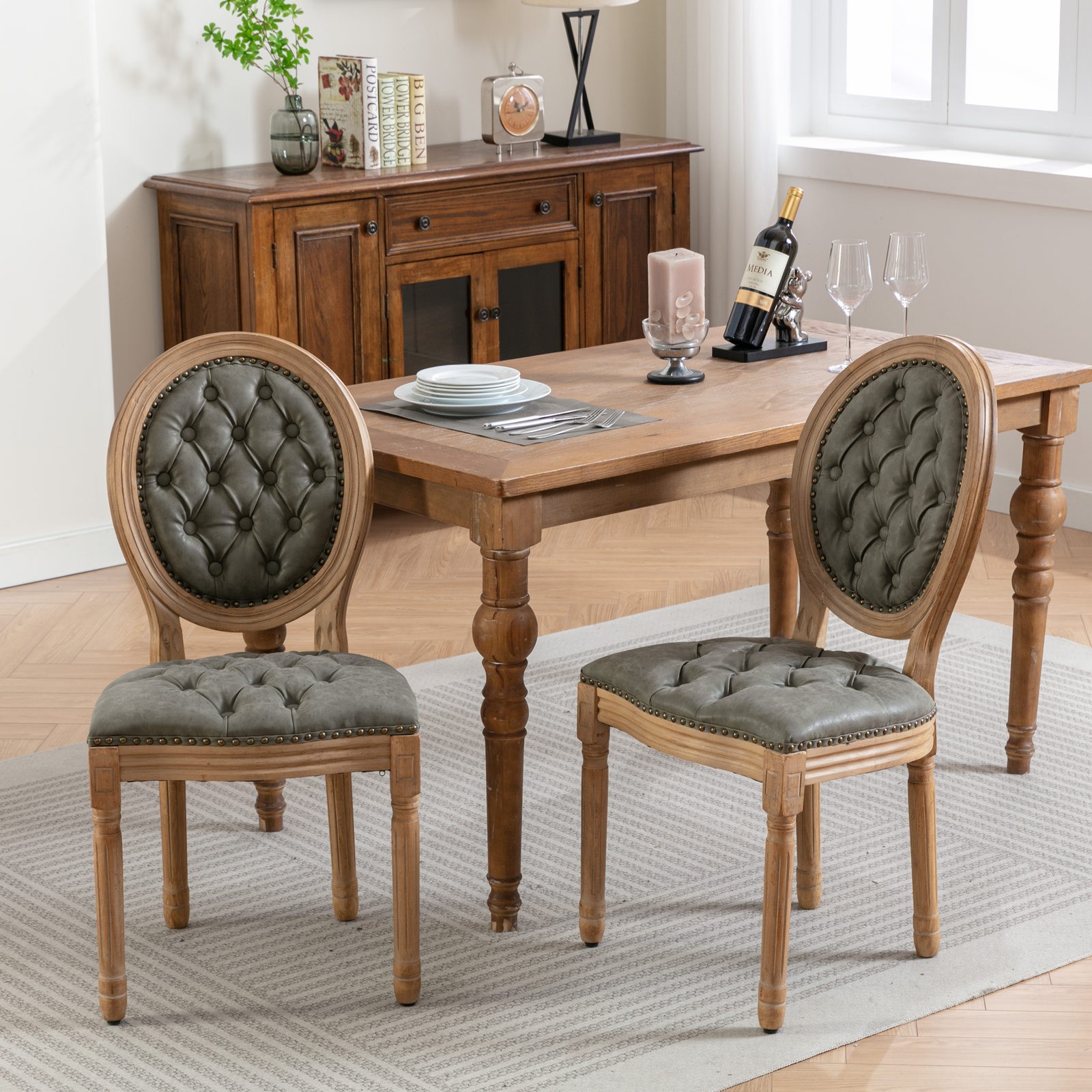 French Style Solid Wood Frame Antique Painting, Wood Legs, Set of 2, SW1839WP French Style Solid Wood Frame Antique Painting, Wood Legs, Set of 2, SW1839WP
