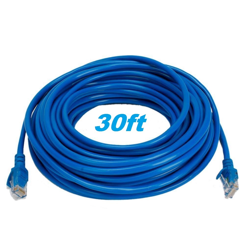 30FT 30' FT RJ45 CAT6 CAT 6 PATCH ETHERNET LAN NETWORK BLUE CABLE 30FT 30' FT RJ45 CAT6 CAT 6 PATCH ETHERNET LAN NETWORK BLUE CABLE