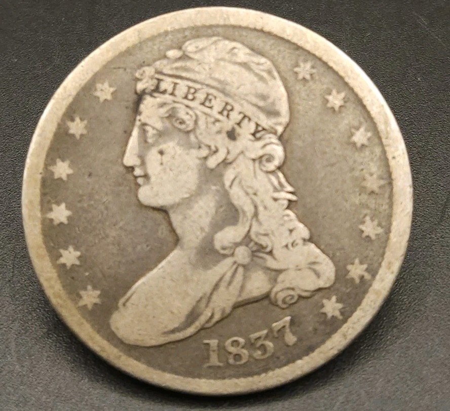 1837 Capped Bust Half Dollar 50C - Reeded Edge 50 CENTS Reverse - Key US Type...