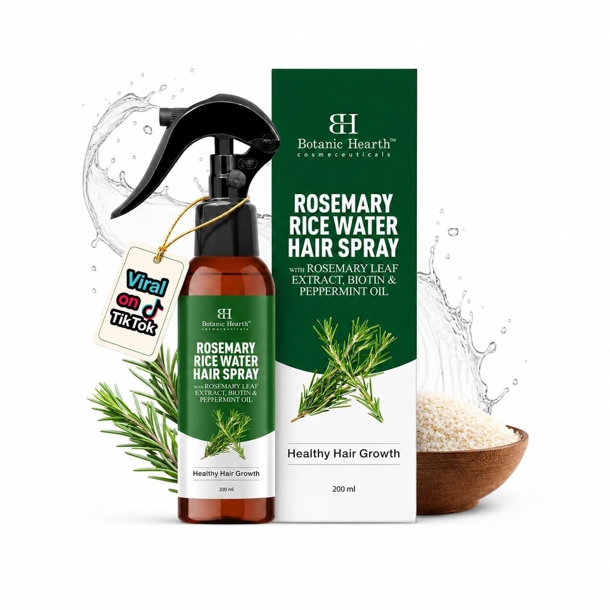 Botanic Hearth Rosemary Rice Water Hair Growth Spray 6.8 fl oz Scalp Treatment