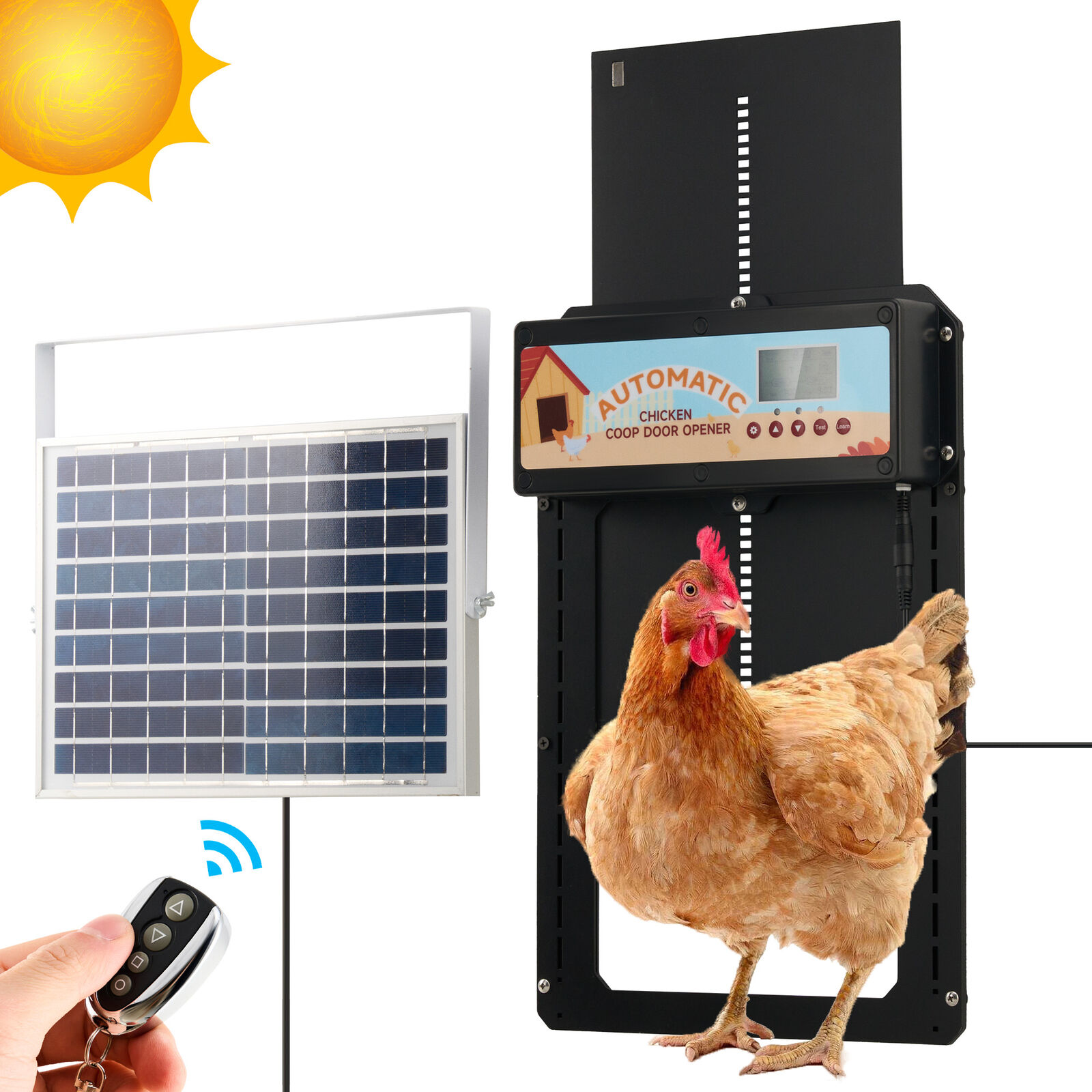 CO-Z Automatic Chicken Coop Door Solar Powered Opener with Light Sensor & Timer
