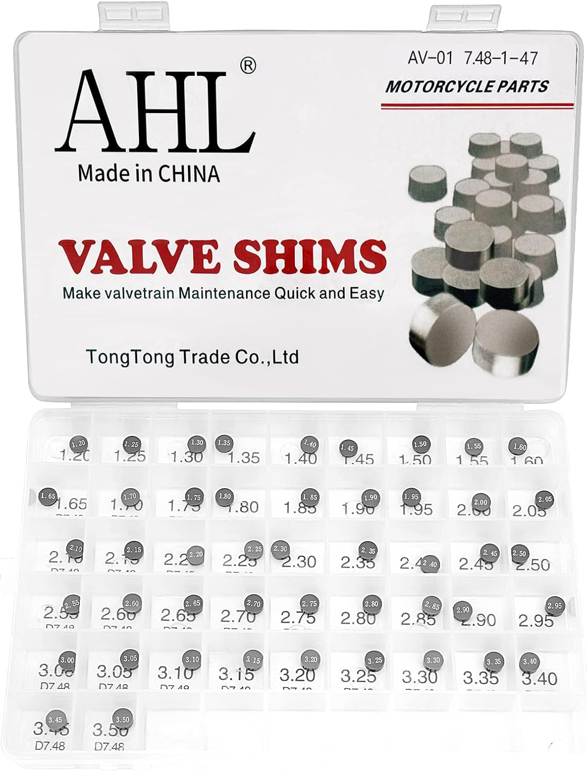 AHL 7.48Mm O.D. 1.20Mm-3.50Mm Thick Adjustable Valve Shim Kit for Honda NPS50 Ru