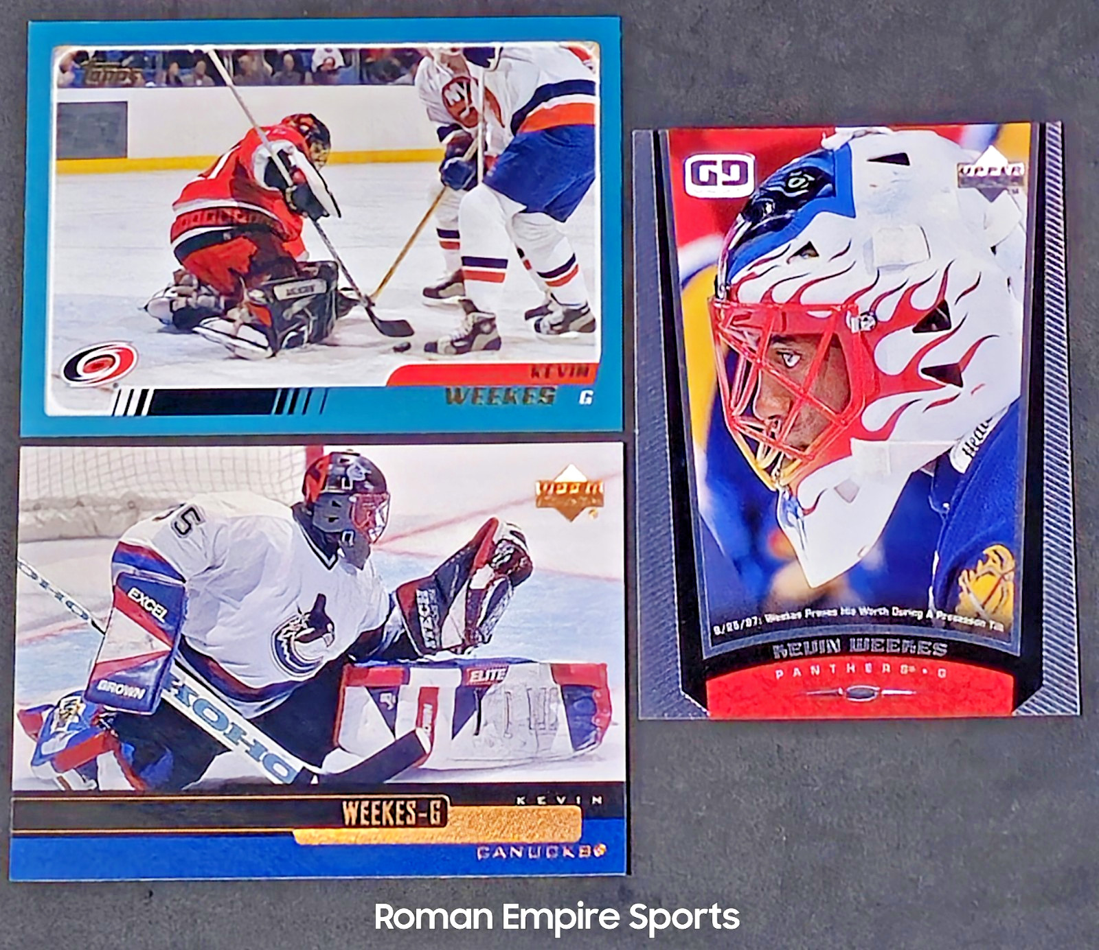 1998-2000 UD - 2003-04 Topps Kevin Weeks - 3 Pc Set- Panthers Canucks Islanders 1998-2000 UD - 2003-04 Topps Kevin Weeks - 3 Pc Set- Panthers Canucks Islanders