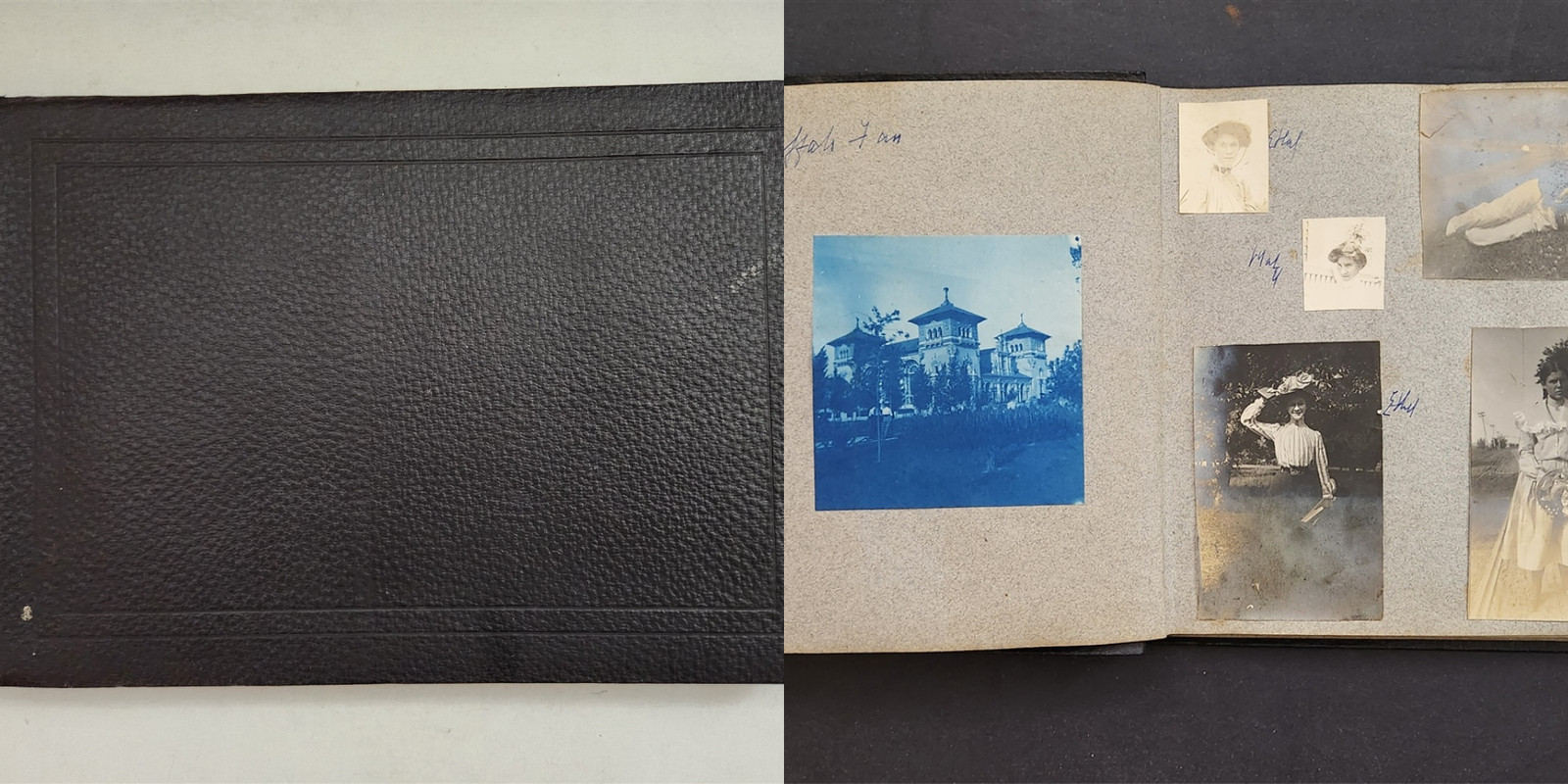 1901 antique ID\'D PHOTO ALBUM travel Pan American Expo Buffalo NY GHOST LASALLE 