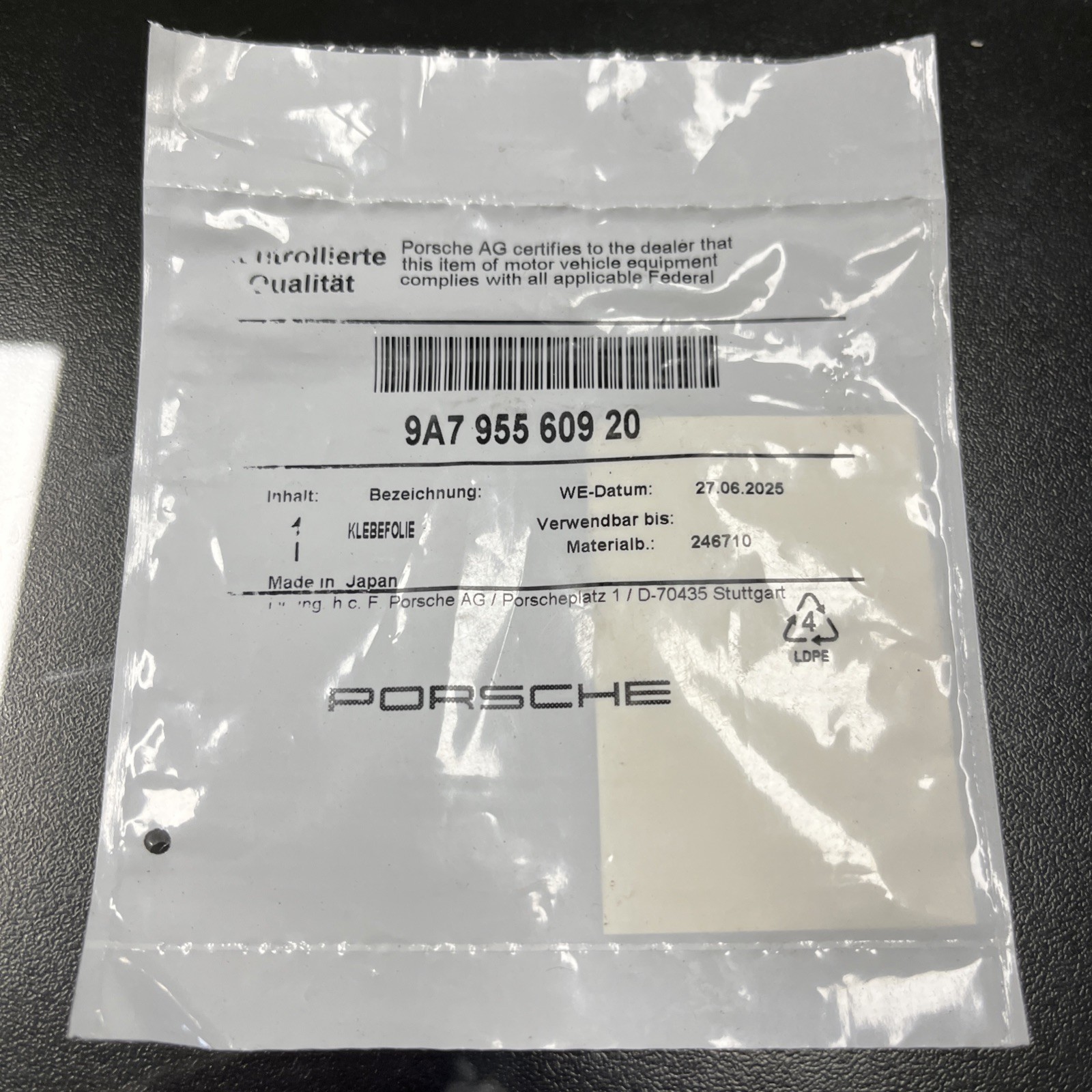 Genuine Porsche Rain Sensor Pad 9A7-955-609-20