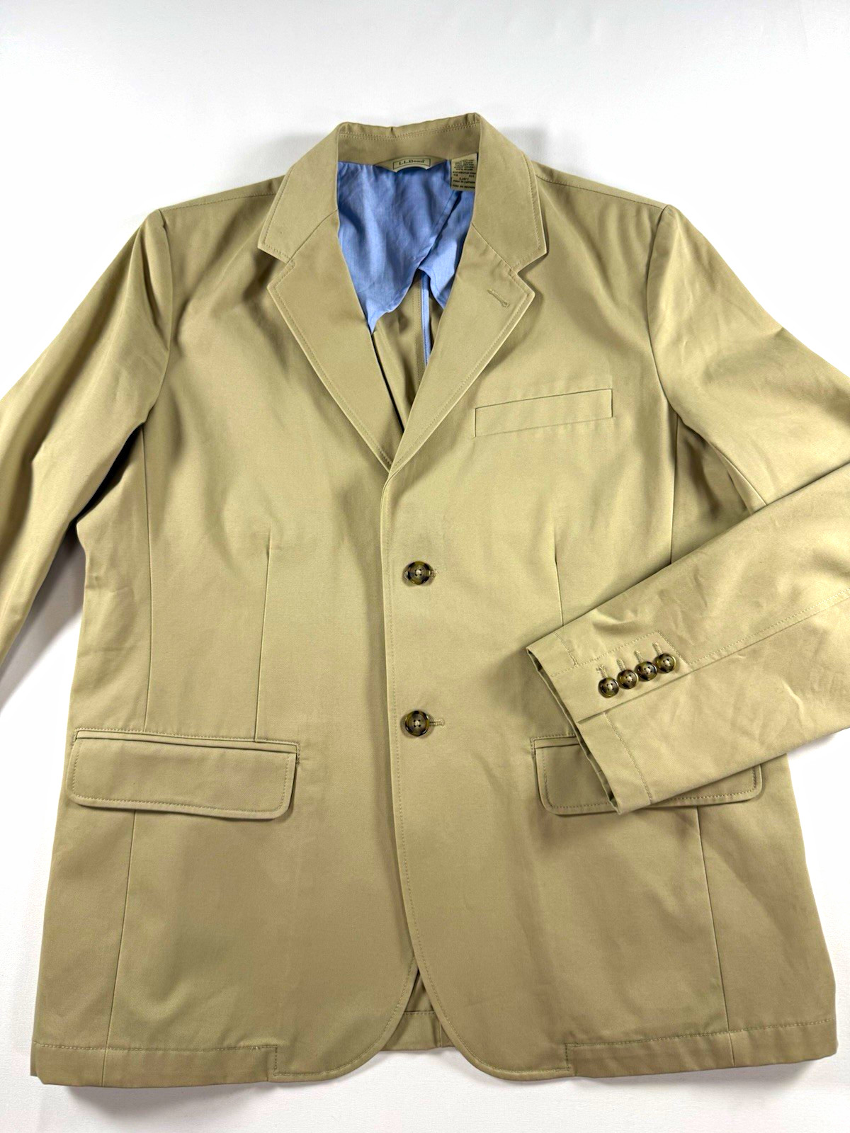 L.L.Bean Men’s Blazer 42R Khaki 100% Cotton Sport Coat Two Button