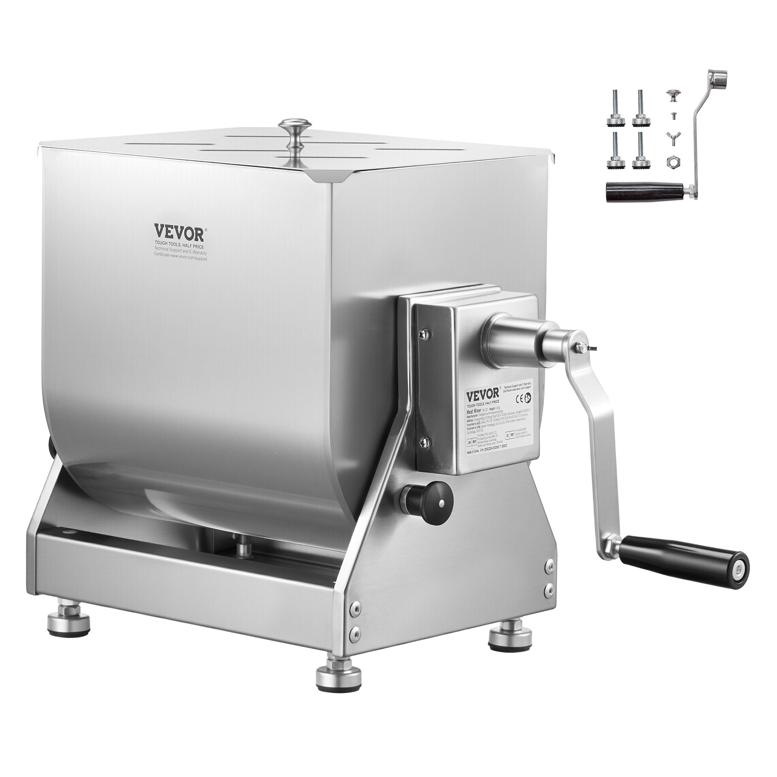 VEVOR Manual Meat Mixer 20L Tilt Tank Mixing Max 30LB for Meat Sausage Mixer
