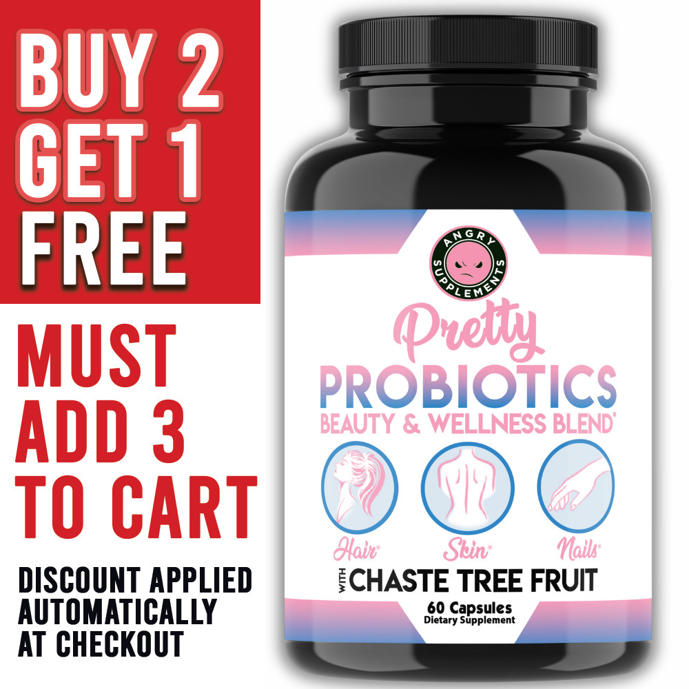 Angry Supplements Pretty Probiotics Women\'s Beauty Hair Skin Nail Health 60ct Angry Supplements Pretty Probiotics Women\'s Beauty Hair Skin Nail Health 60ct