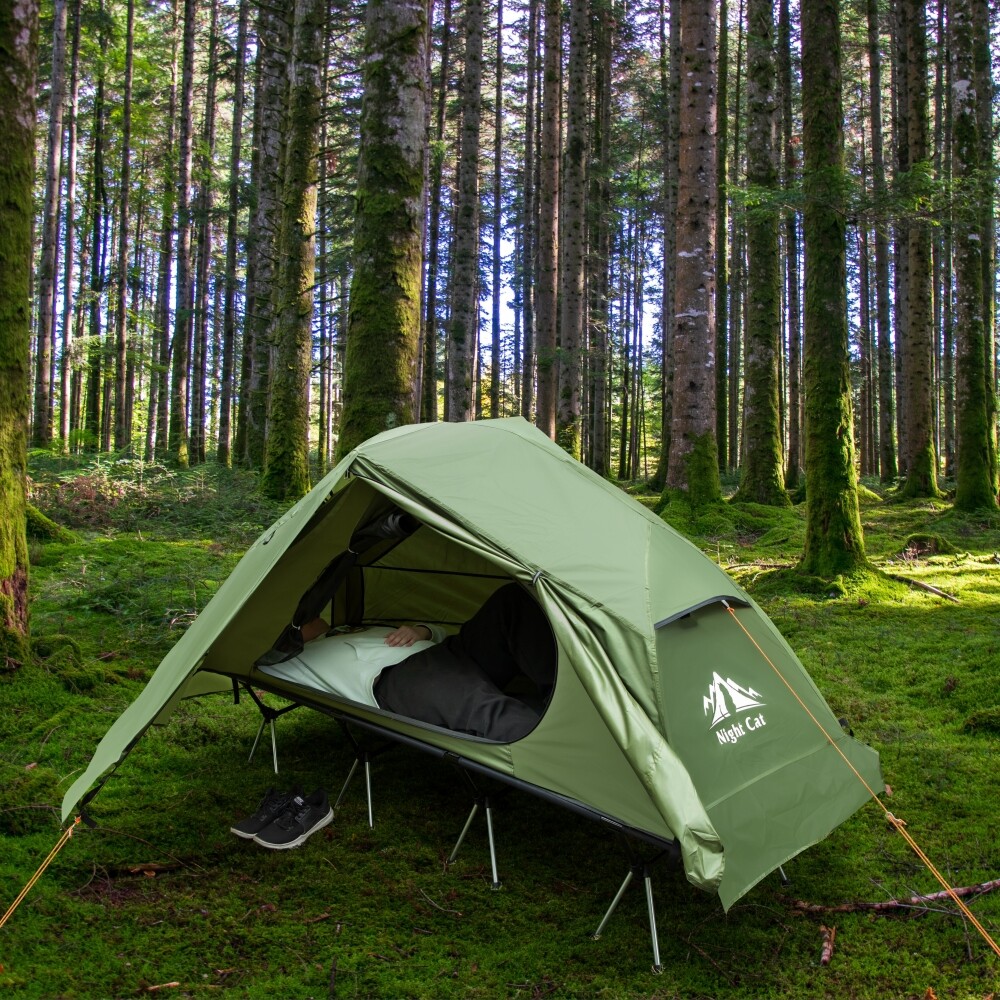 1 Person Portable Camping Cot Tent Sleeping Cot With Tent and Rain Covers 1 Person Portable Camping Cot Tent Sleeping Cot With Tent and Rain Covers