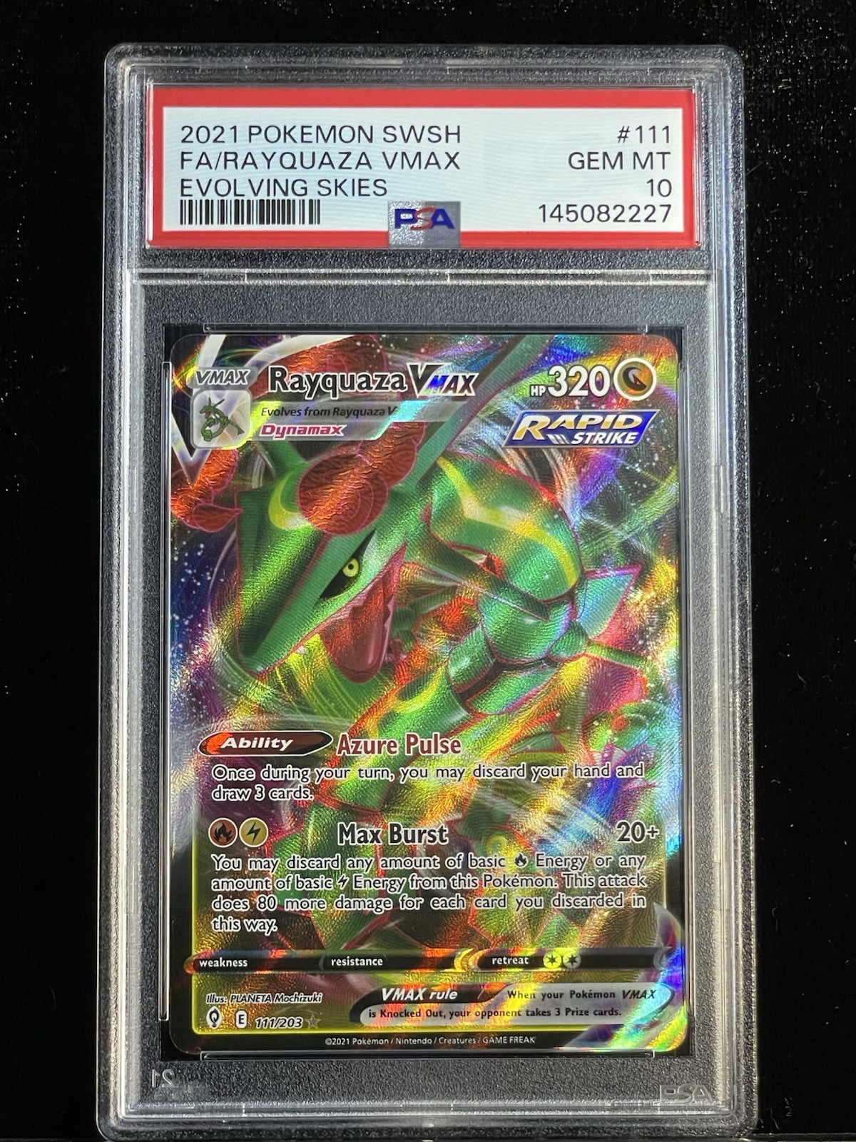 2021 Pokemon Swsh Evolving Skies #111 Rayquaza VMAX Ultra Rare Holo *PSA 10 GEM* 2021 Pokemon Swsh Evolving Skies #111 Rayquaza VMAX Ultra Rare Holo *PSA 10 GEM*