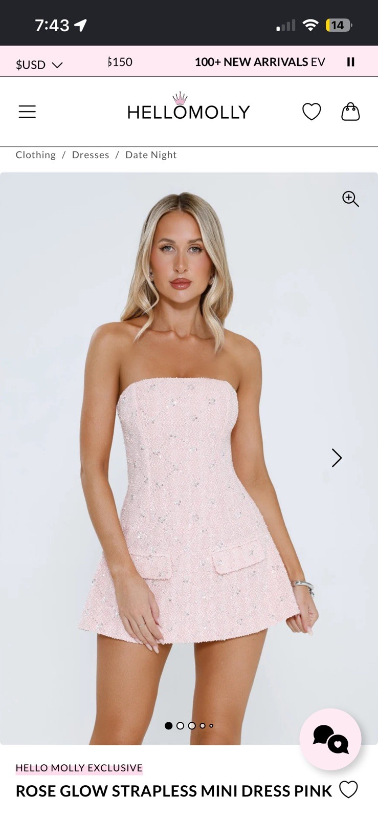 Hello Molly Rose Gold Mini Dress Size Medium Hello Molly Rose Gold Mini Dress Size Medium