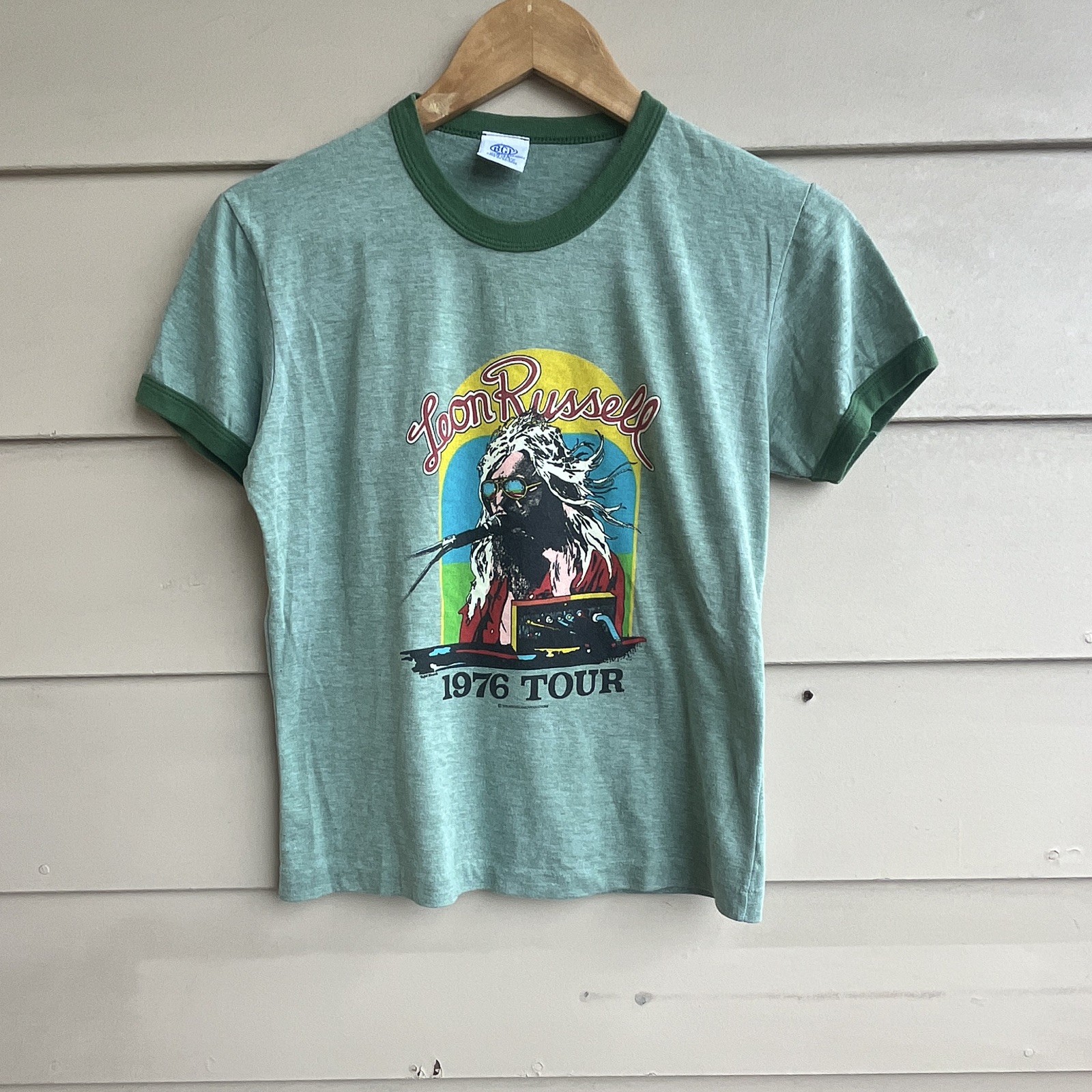 Vintage Leon Russell 1976 Tour Graphic Ringer Tee Womens Size S Vintage Leon Russell 1976 Tour Graphic Ringer Tee Womens Size S