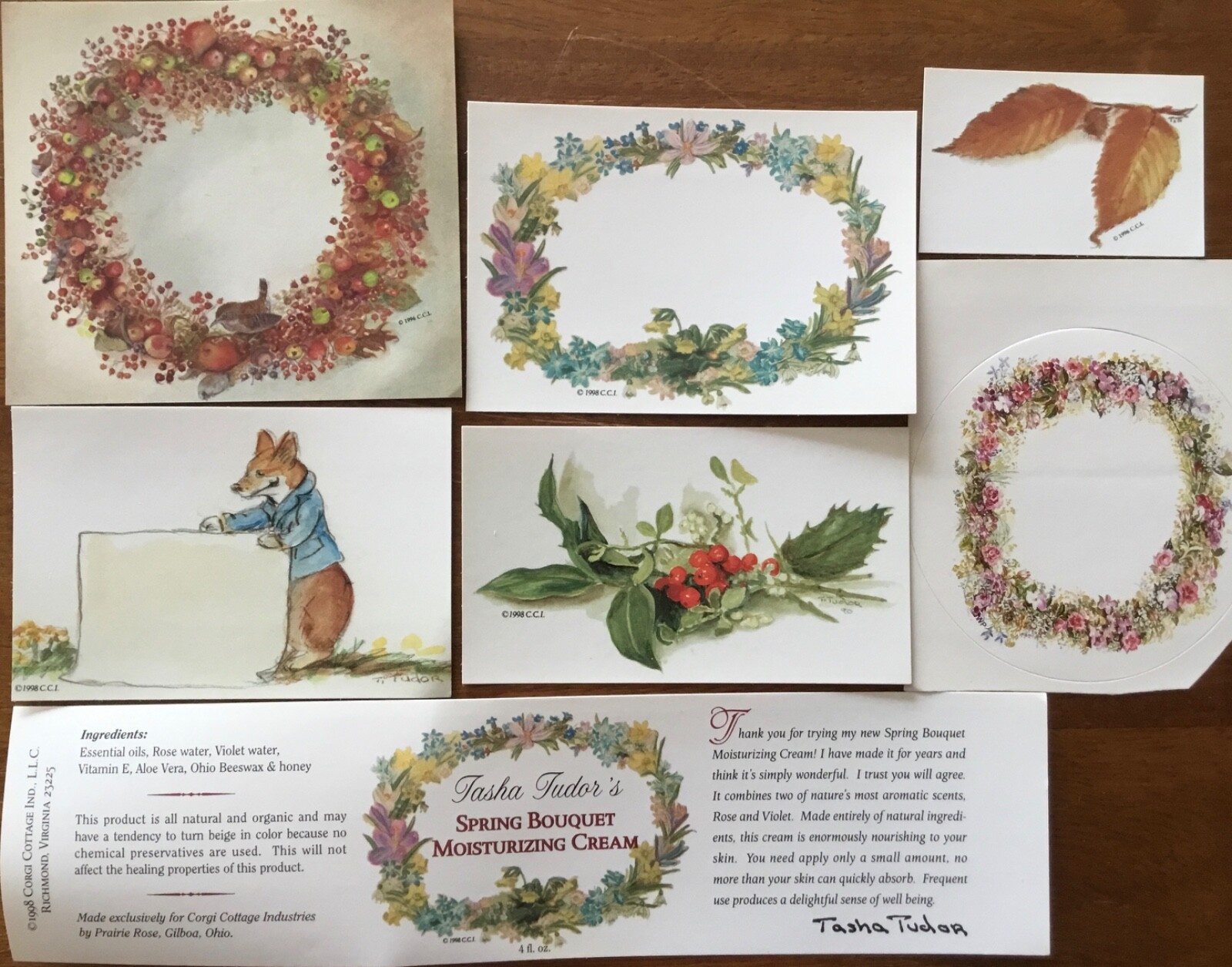 7 RARE MINT as New 1990s Tasha Tudor Illustrated Unused Bookplates and Stickers