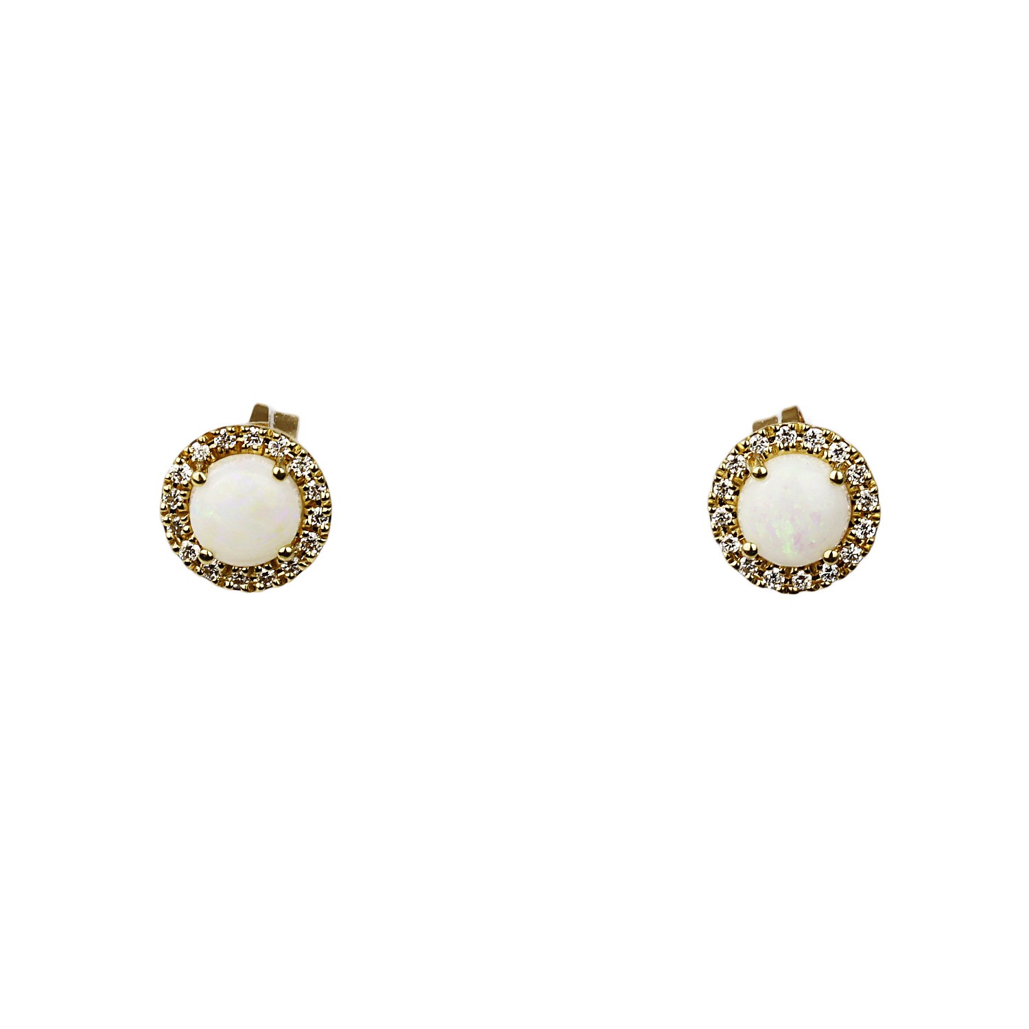 EFFY Women's 14k Yellow Gold, Diamond, Opal Stud Earrings