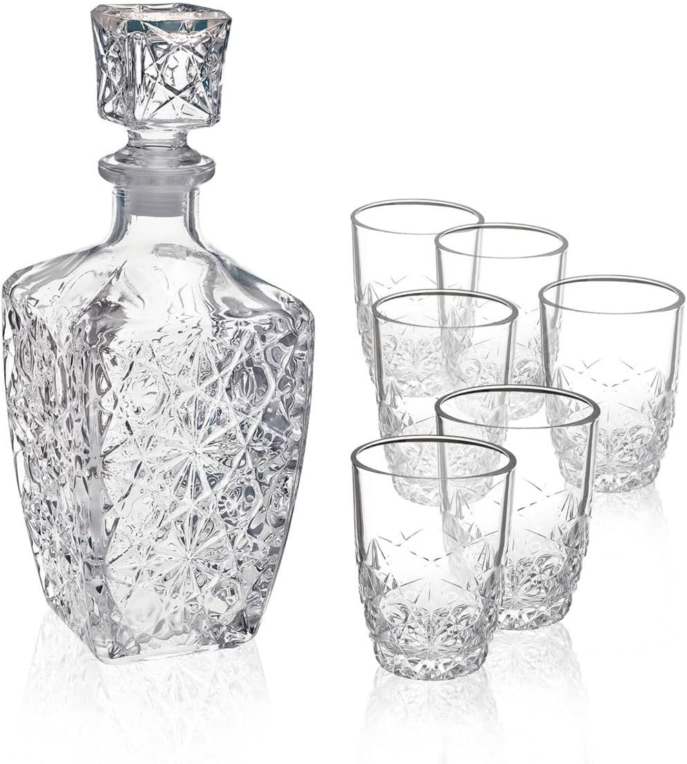 Bormioli Rocco Dedalo 7 Piece Liqueur Set (1 Decanter & 6 Shot Glasses) Bormioli Rocco Dedalo 7 Piece Liqueur Set (1 Decanter & 6 Shot Glasses)