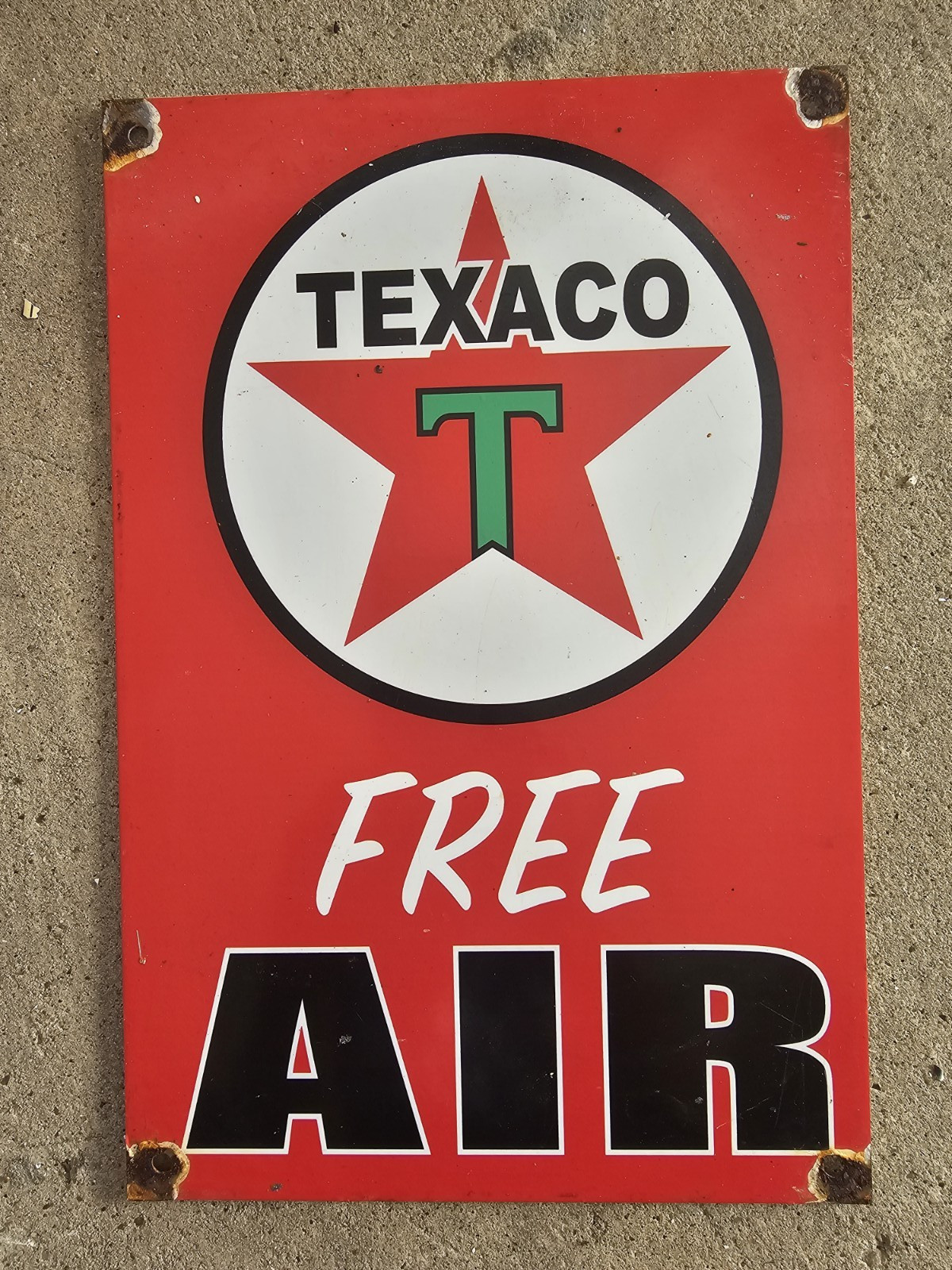VINTAGE 1950\'S TEXACO FREE AIR PORCELAIN SIGN 12\ VINTAGE 1950\'S TEXACO FREE AIR PORCELAIN SIGN 12\
