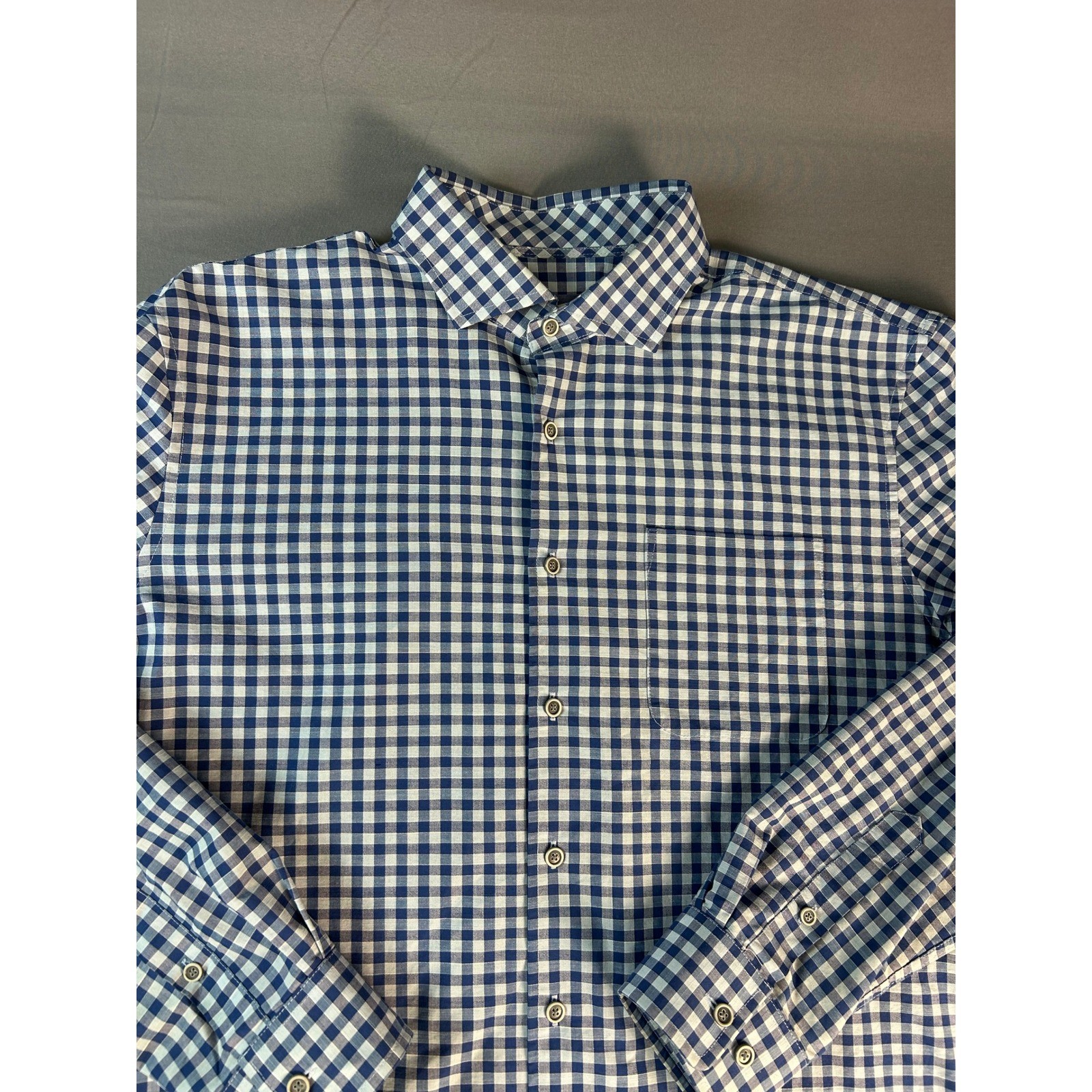 Johnnie-O Hangin Out Mens Large Blue White Gingham Long Sleeve Button Down Shirt Johnnie-O Hangin Out Mens Large Blue White Gingham Long Sleeve Button Down Shirt