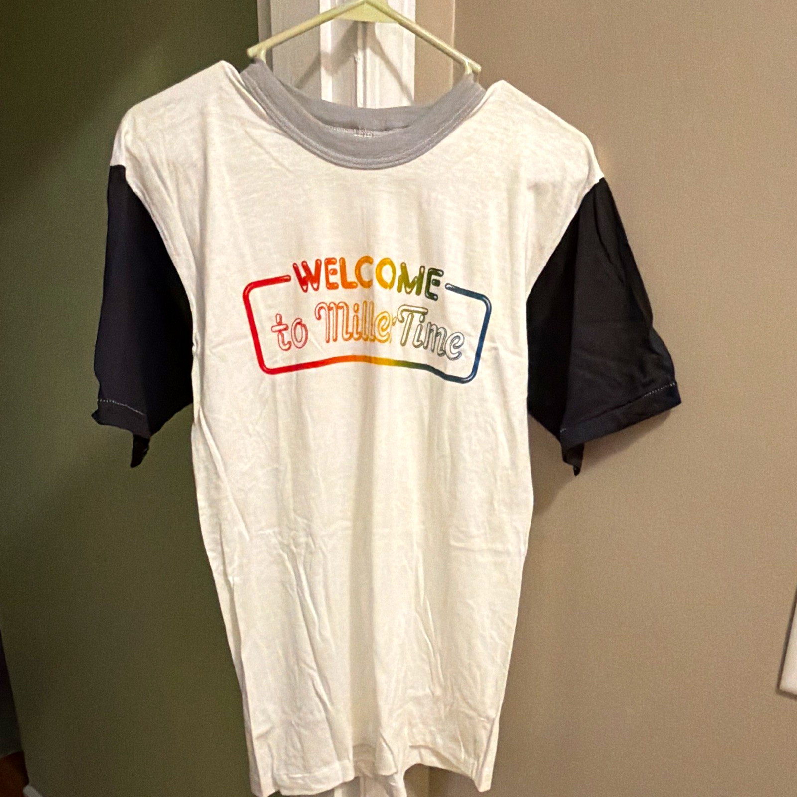 NOS VTG 80s Welcome to Miller Time Beer Raglan Shirt Short Sleeve Men’s Large