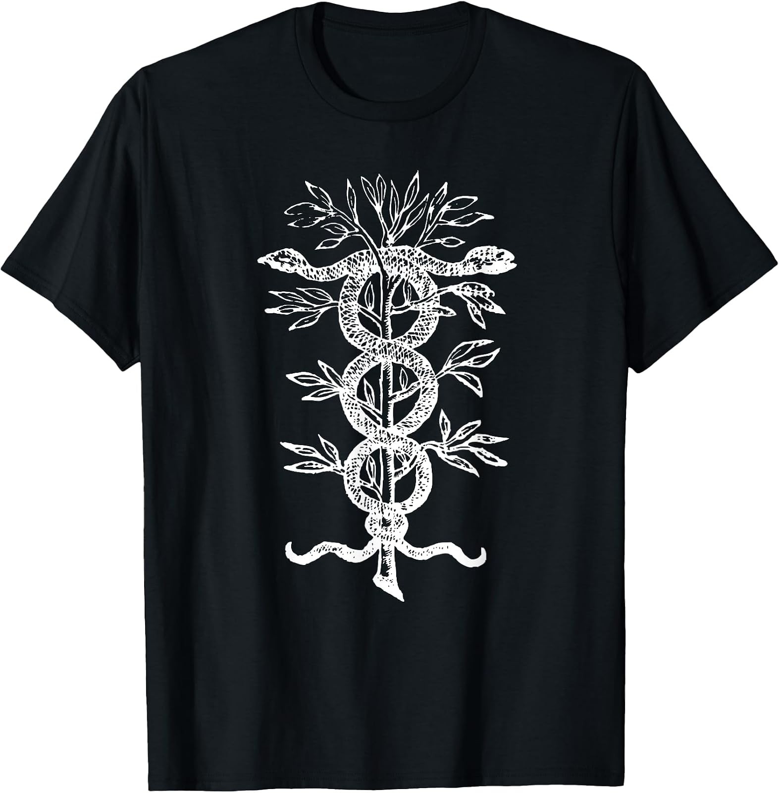 Vintage Snakes on Branch Magic Symbol T-Shirt - Unique Occult Design