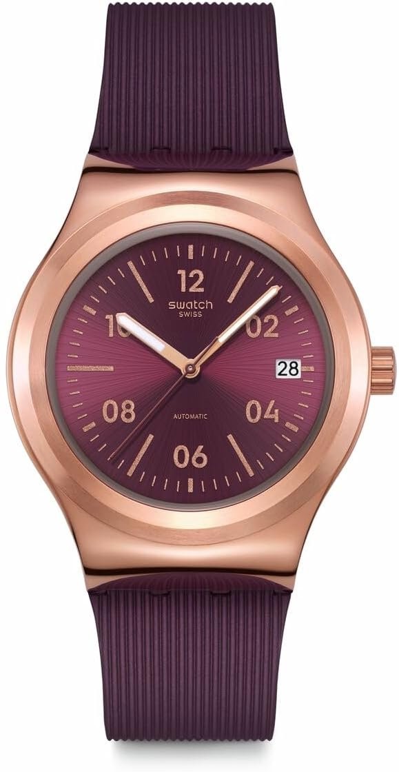Swatch Women\'s Casual 42mm Quartz Analog Watch - Burgundy Story (Purple), YIG401