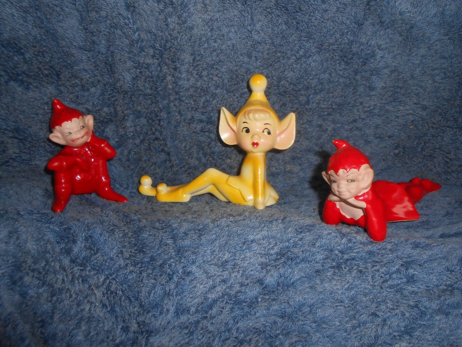 3 Vtg Japan Pixie Elf Ceramic Figures 3 Vtg Japan Pixie Elf Ceramic Figures