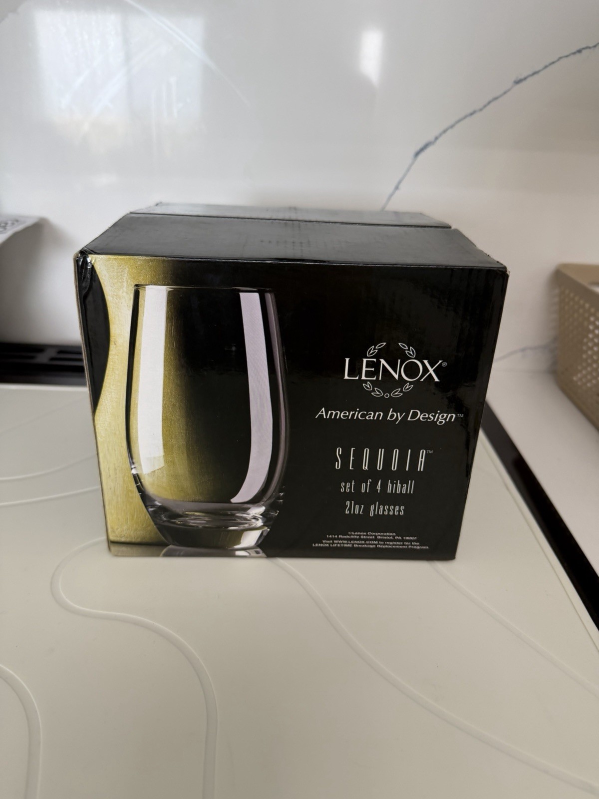 Lenox American by Glasses Set of 4 21oz Hiball Stamped Design Sequoia Lenox American by Glasses Set of 4 21oz Hiball Stamped Design Sequoia