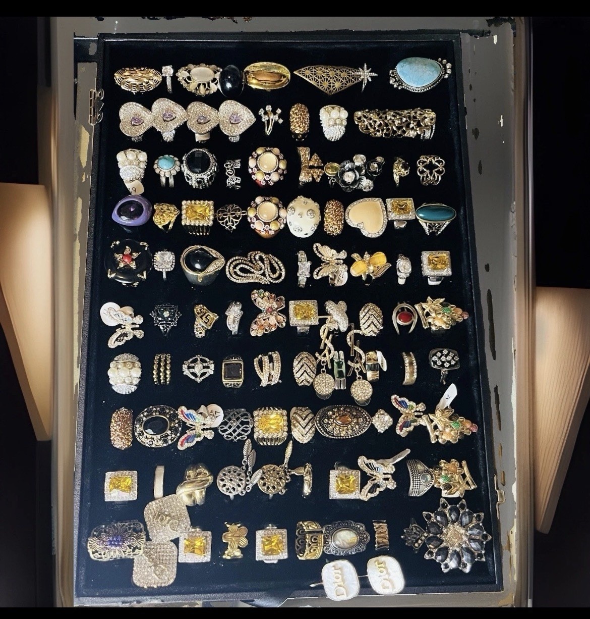100 Vintage & New Costume Jewelry Ring Lot Many Signed + 3 Free Earrings 100 Vintage & New Costume Jewelry Ring Lot Many Signed + 3 Free Earrings