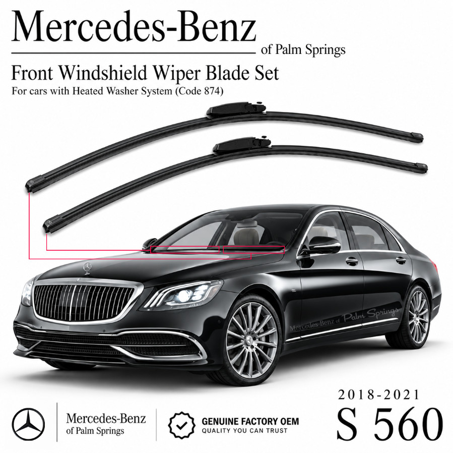 2018-2021 Mercedes-Benz S560 Genuine Front Window Windshield Wiper Blade Set NEW