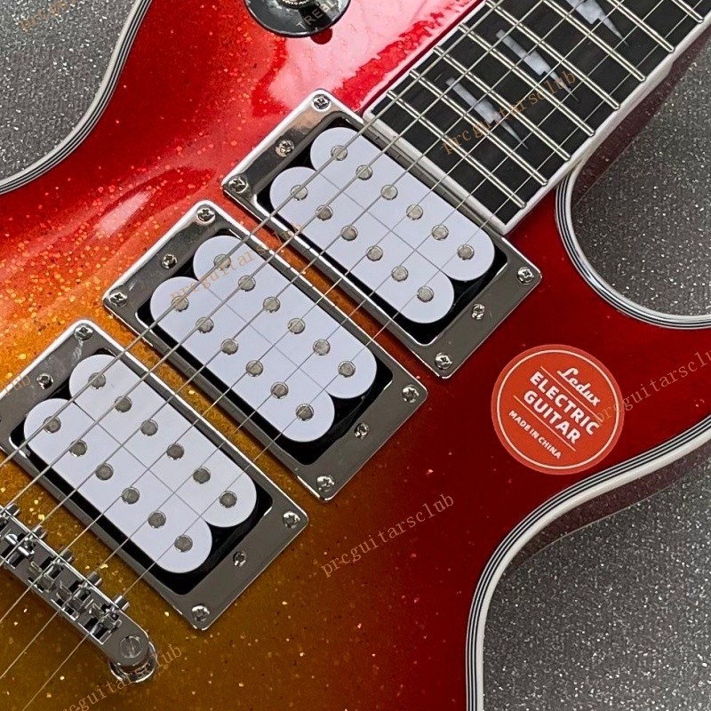 Solid Electric Guitar Stainless Rounded Fret Edge Sunburst Sparkling Fast Ship