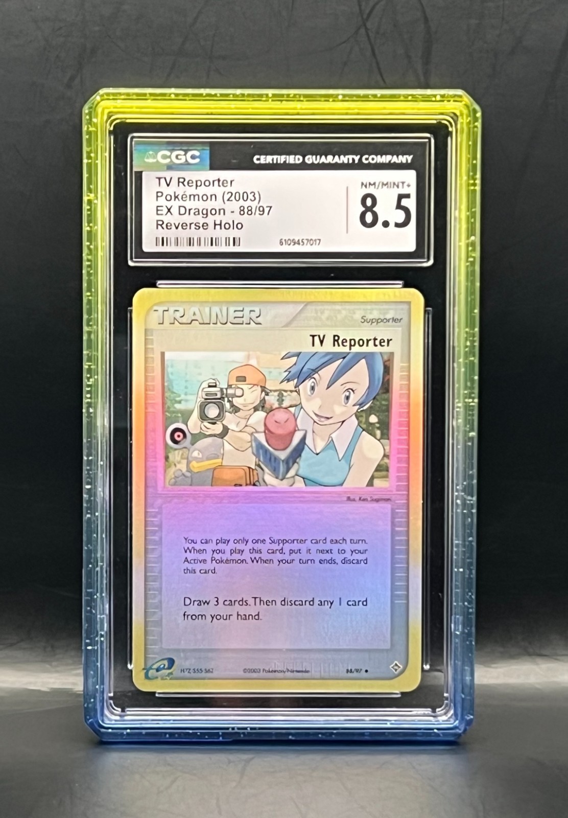 TV REPORTER REVERSE HOLO 88/97- 2003 Pokémon EX Dragon - CGC 8.5- RARE VINTAGE