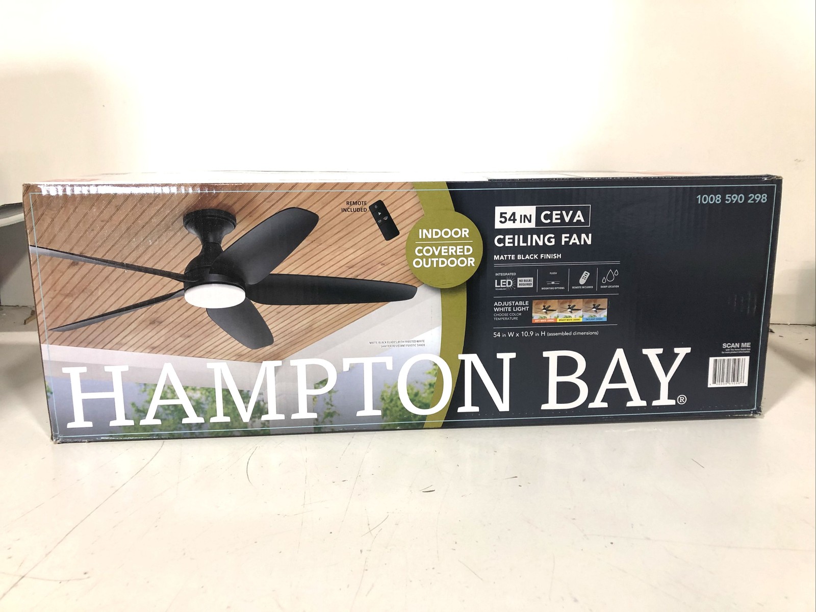 Hampton Bay Ceva 54 in. Indoor/Outdoor Matte Black Adjustable White Light New