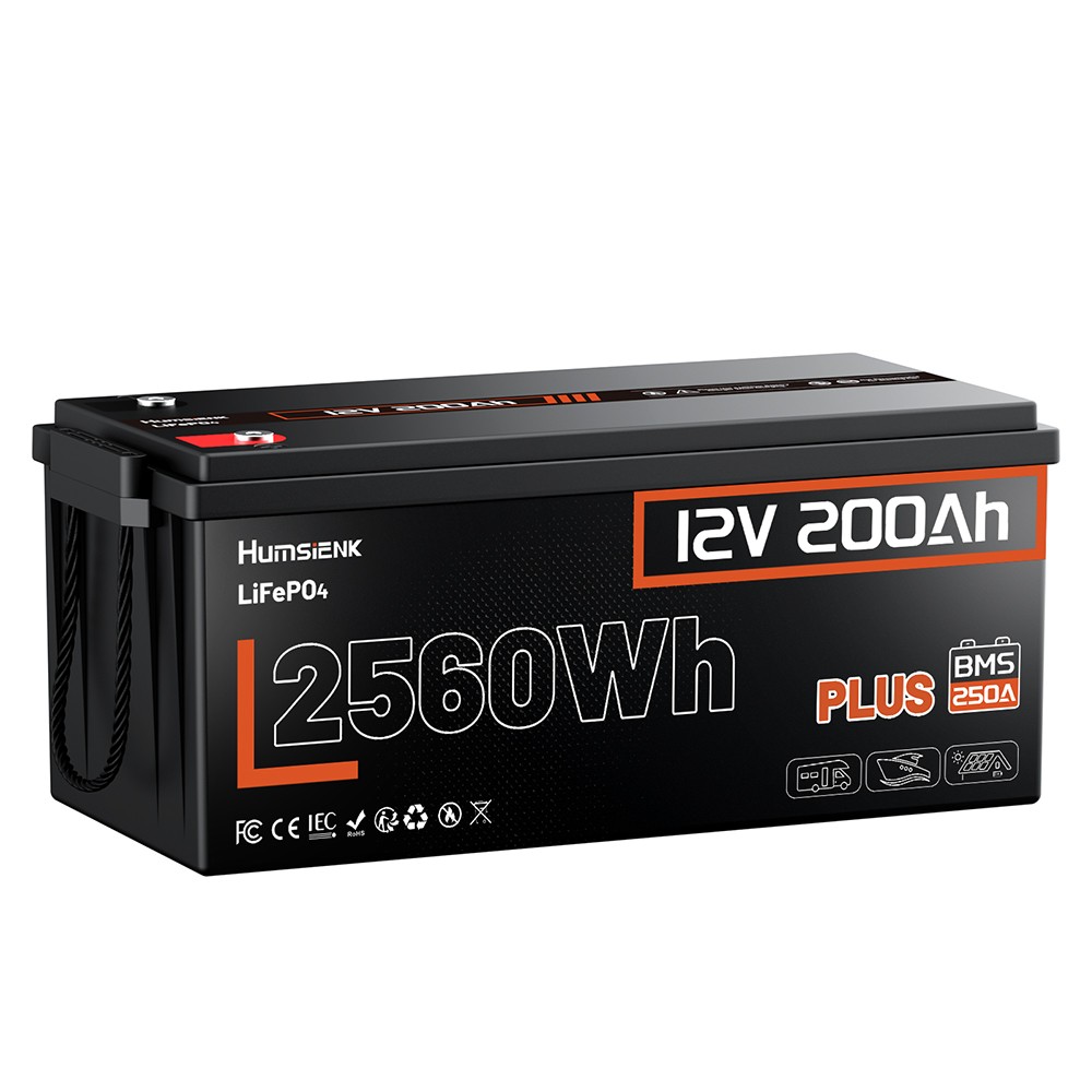 1-4Pcs 12V 200Ah Plus LiFePO4 Lithium Battery 2560Wh 250A BMS Off-Grid Marine