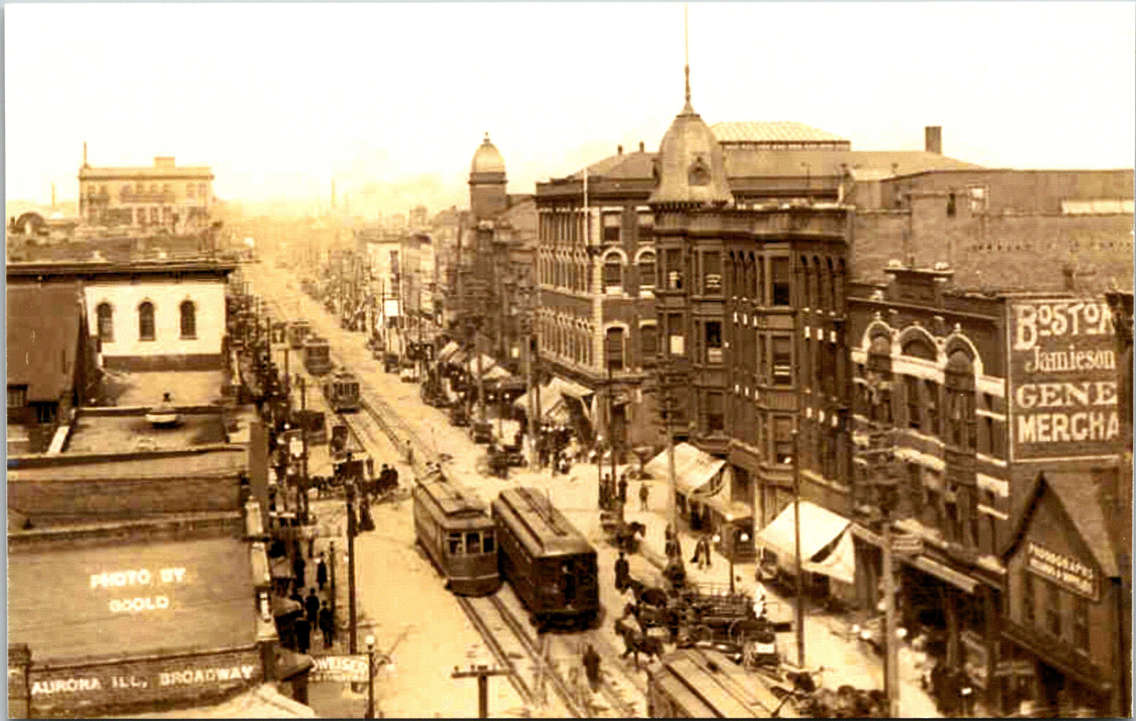 Broadway Aurora Illinois Railway Postcard Trolley Interurban Tram RPPC Reprint Broadway Aurora Illinois Railway Postcard Trolley Interurban Tram RPPC Reprint